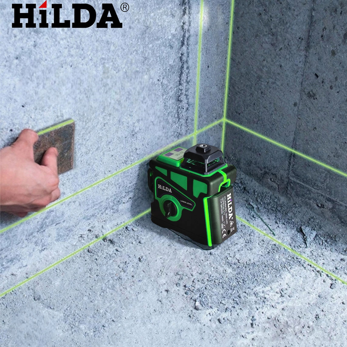 LASER LEVEL HILDA 3D 360 PLANE CROSS LASER GREEN 2 AKU Packaging status original