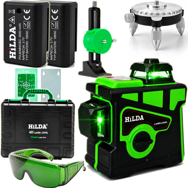 LASER LEVEL HILDA 3D 360 PLANE CROSS LASER GREEN 2 AKU