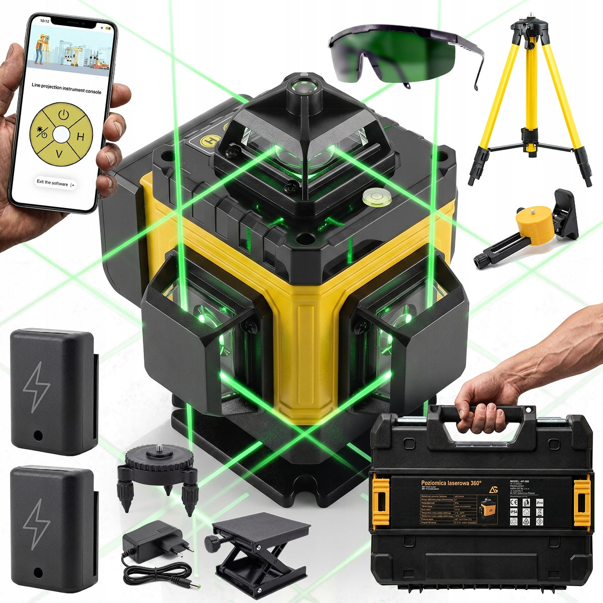 LASER LEVEL LASER 360 4D 16 LINES CROSS TRIPOD CASE +APPLICATION