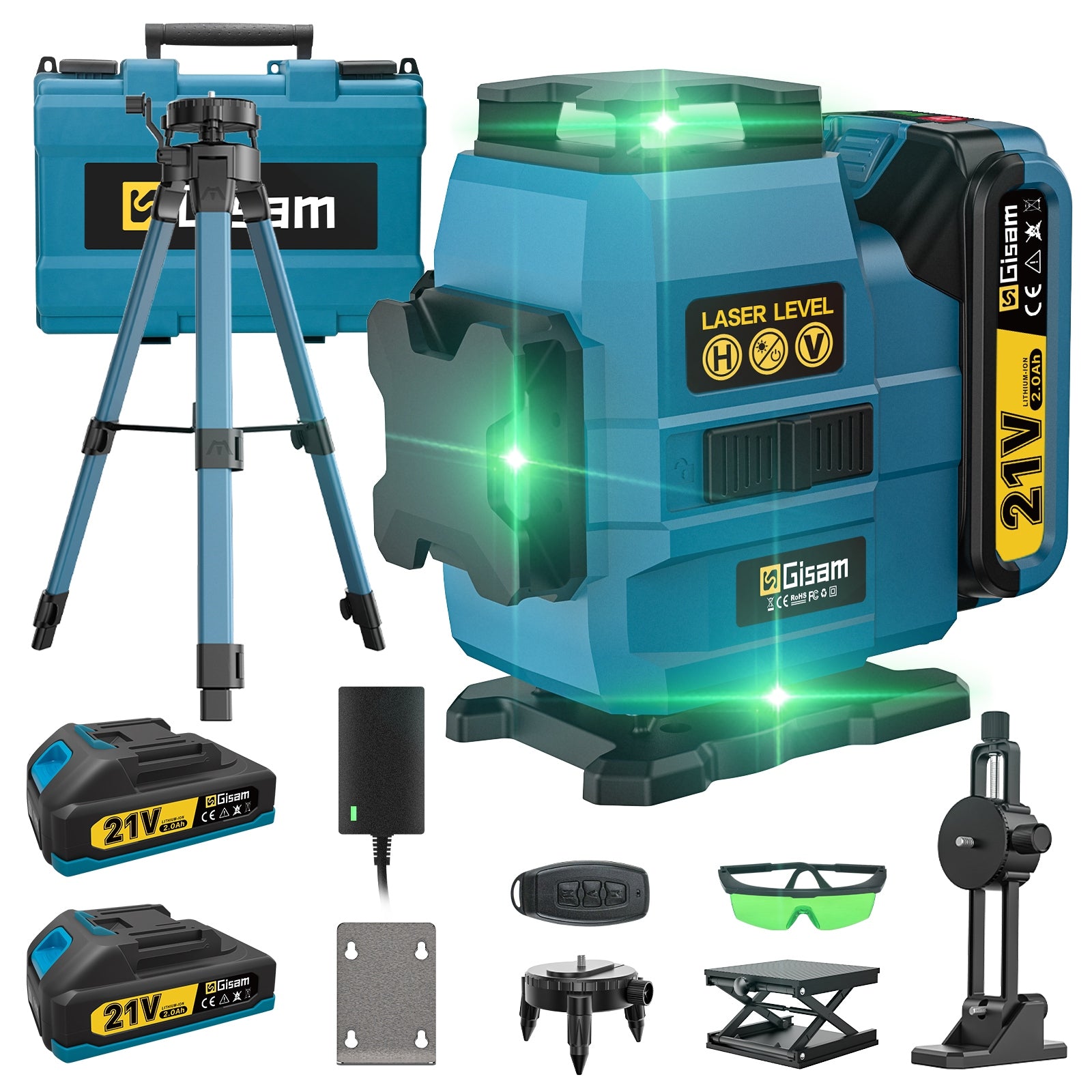 LASER LEVEL LASER CROSS 4D 360 16 LINES SET TRIPOD 2xAKU