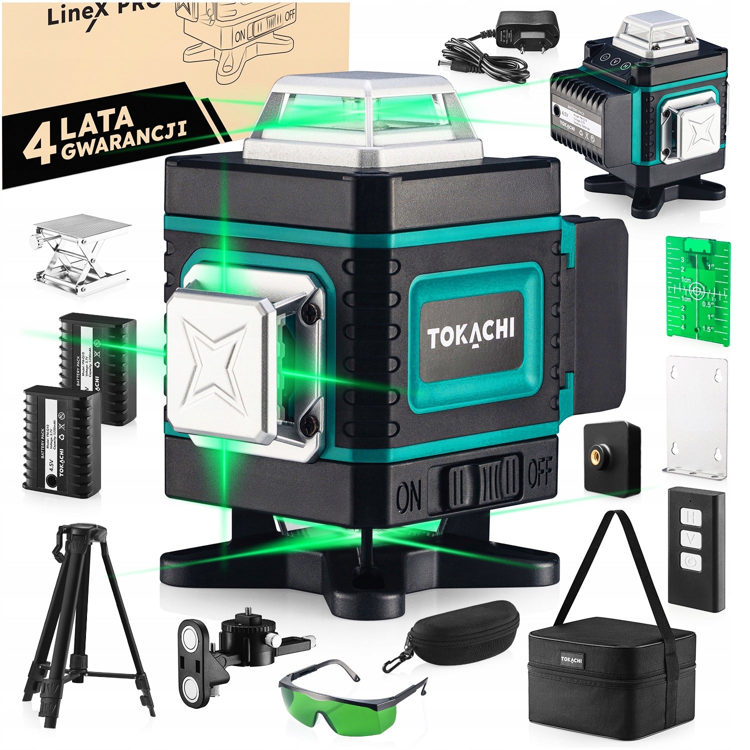 LASER LEVEL LASER CROSS TOKACHI PRO 4D 360 SET OF 16 LINES 2xAKU