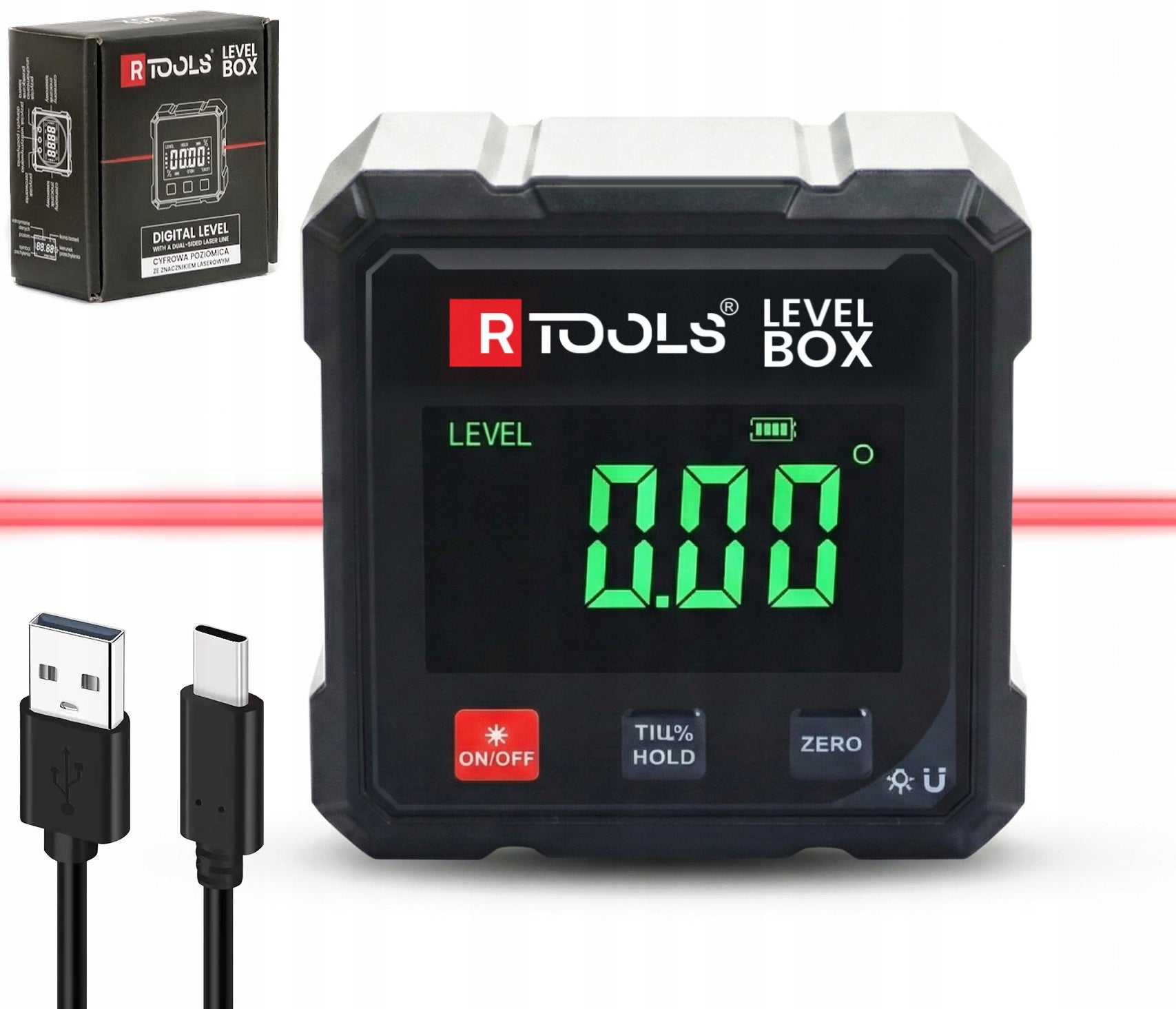 LASER LEVEL MAGNETIC PROTRACTOR DIGITAL ANGLE METER INCLINOMETER