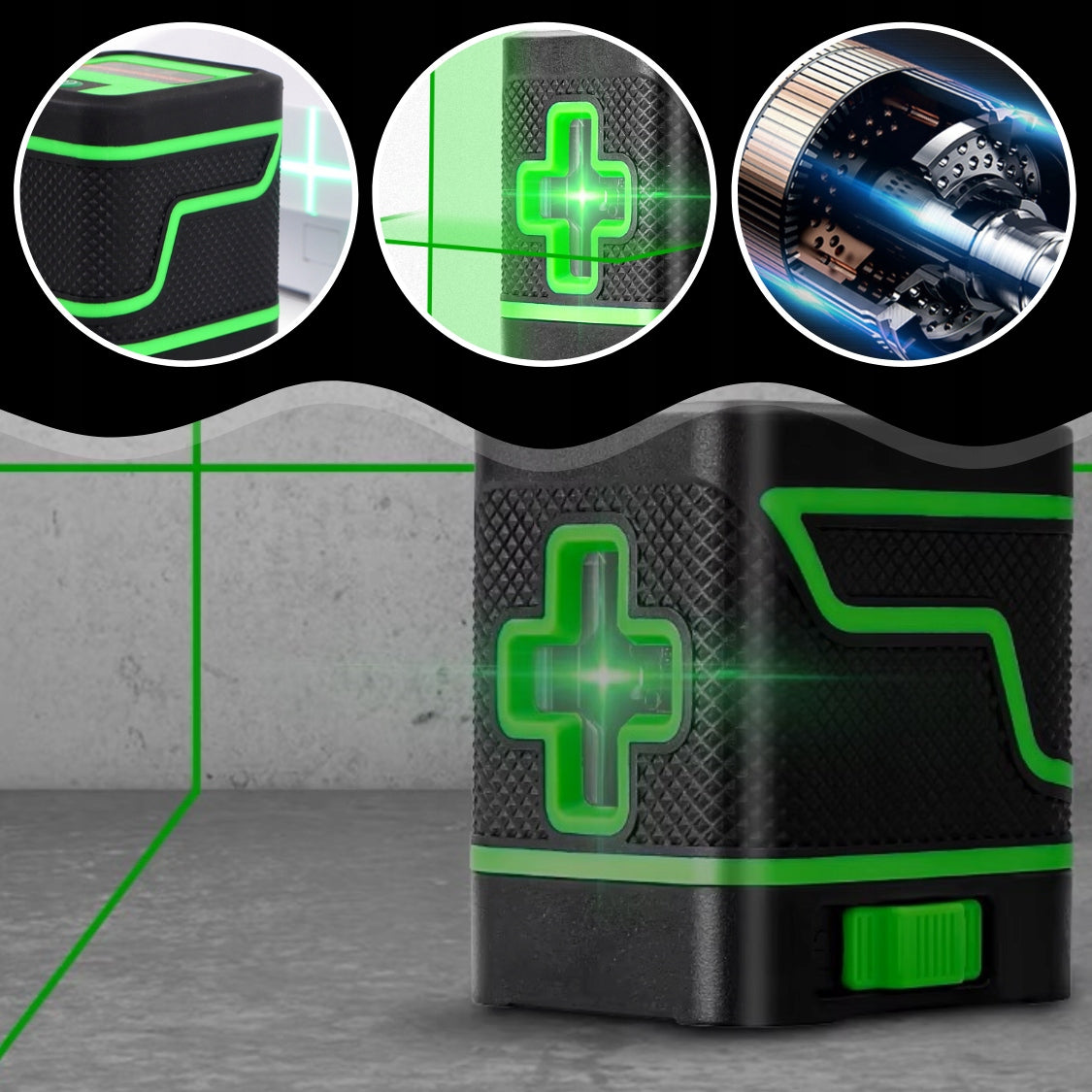 LASER LEVEL SELF-LEVELING CROSS LASER SET BATTERIES 360° 25M Power supply batteries