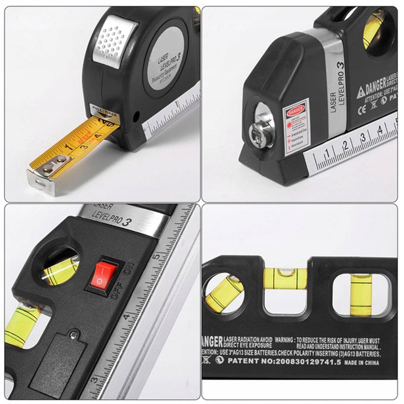 LASER LEVEL WITH MEASURING CUP 250CM CROSS LASER 3 LIBELS RULER Packaging status original