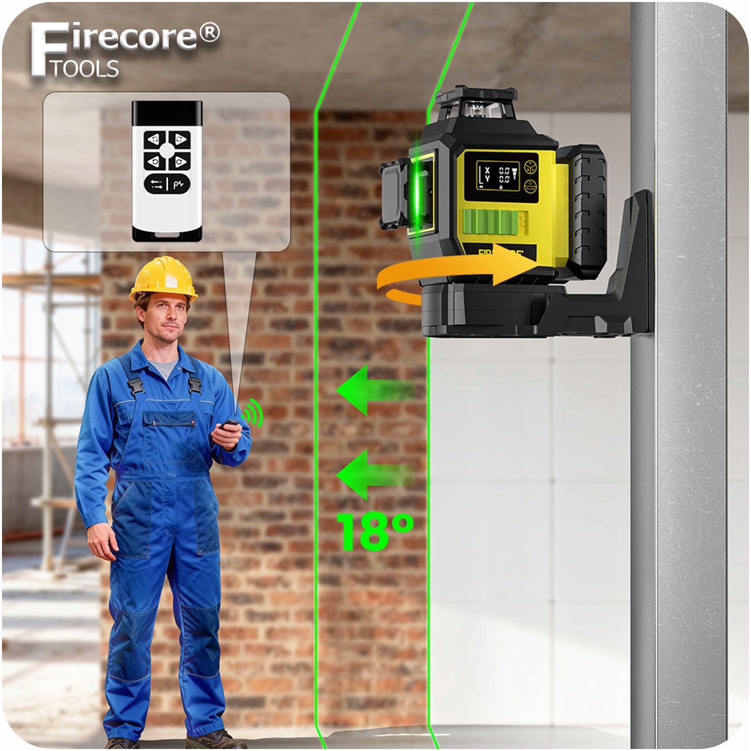 LASER LEVEL WITH ROTARY POINT ALIGNMENT 12LINE CROSS LASER Packaging status original