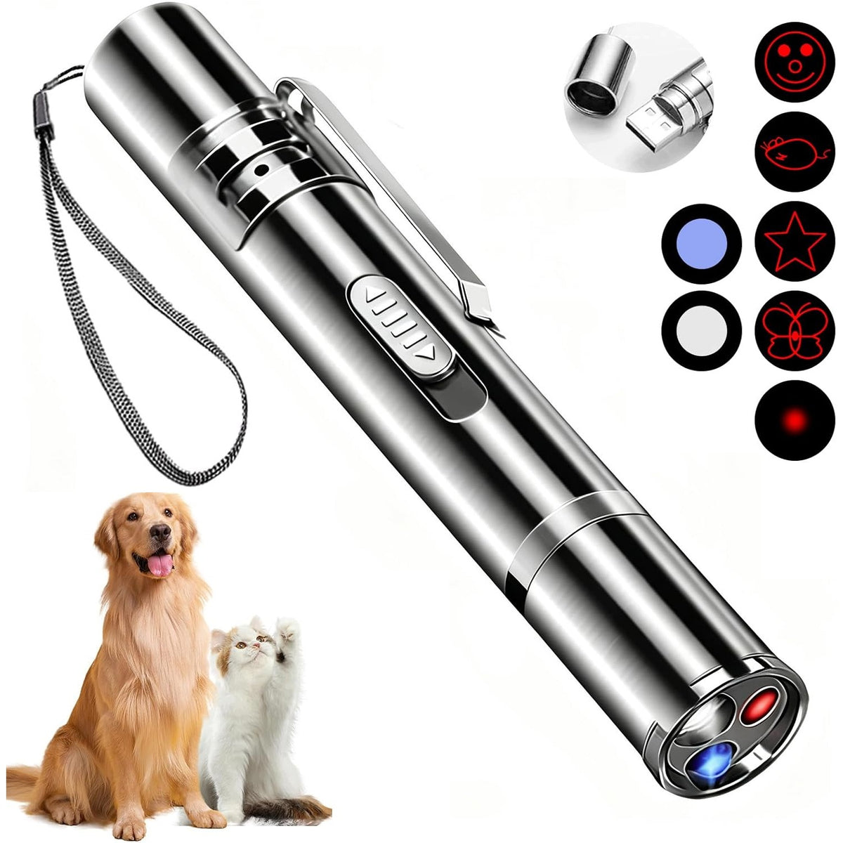 LASER POINTER FOR CAT 5 DOG PATTERN INTERACTIVE TOY, UV FLASHLIGHT