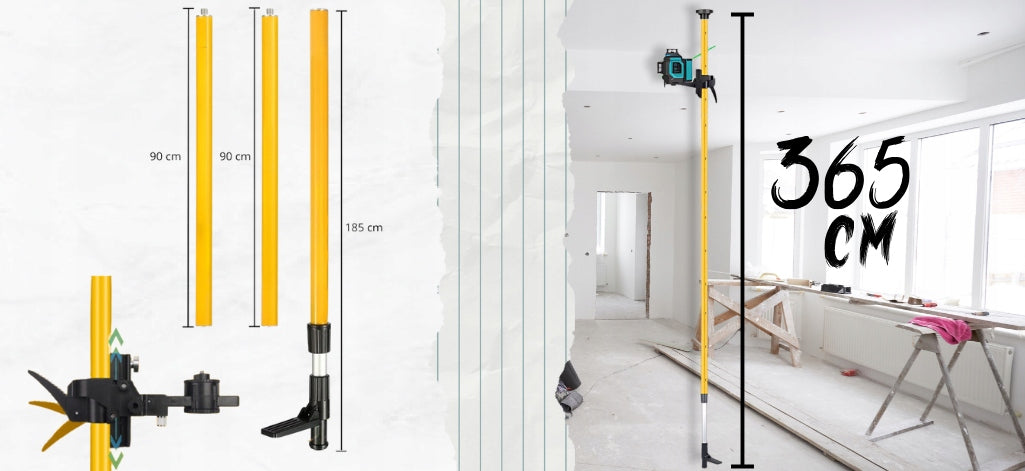 LASER POLE 365CM EXPANSION TRIPOD FOR LEVEL BAR DURABLE EAN (GTIN) 5905943040647