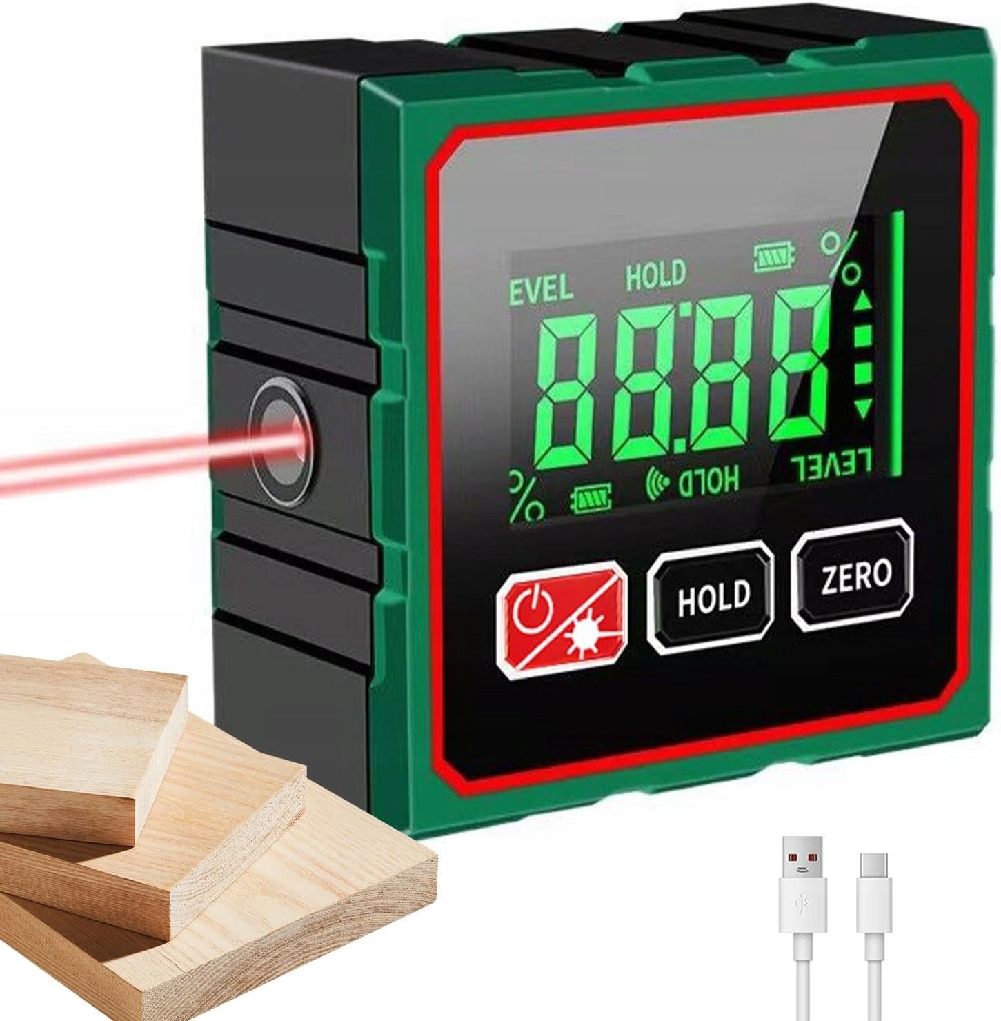 LASER PROTRACTOR DIGITAL INCLINOMETER LASER RULER LCD USB