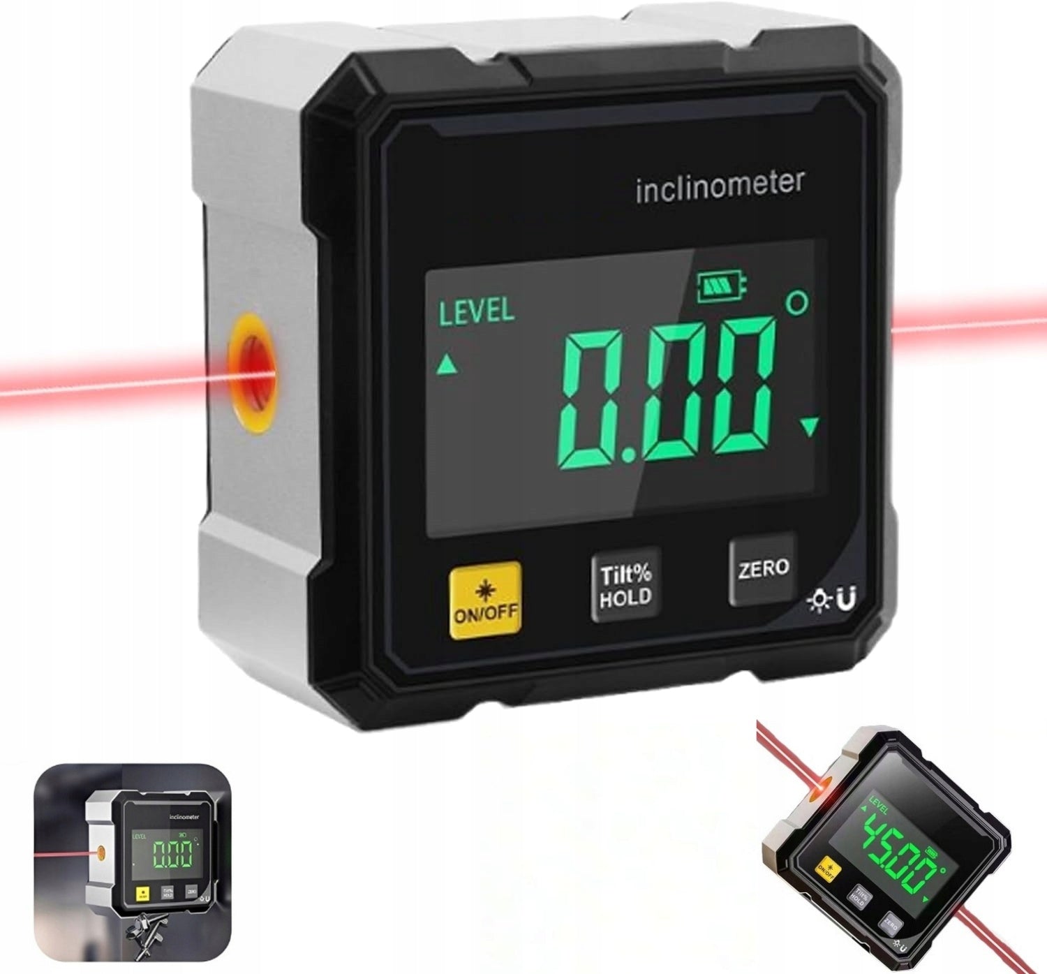 LASER PROTRACTOR DIGITAL INCLINOMETER USB RECHARGEABLE - MAGNETIC