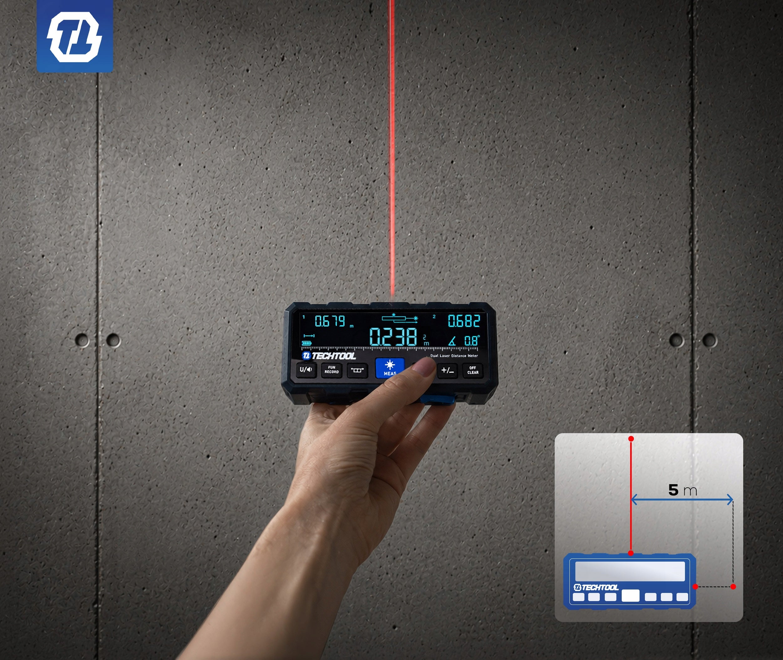 LASER RANGEFINDER >100M< DIGITAL PROTRACTOR >TWO-SIDED< LASER LEVEL Maximum range 100-200