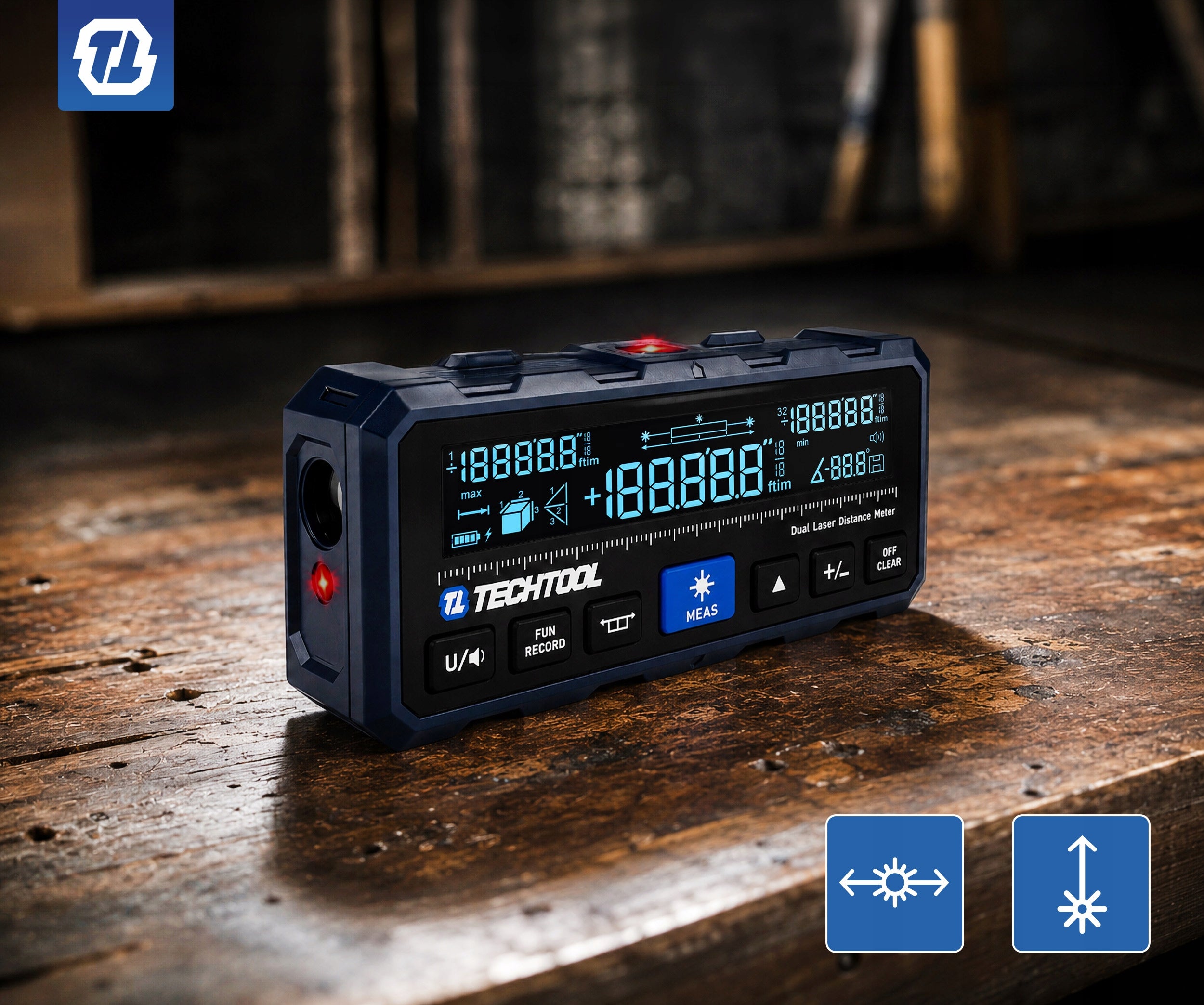 LASER RANGEFINDER >100M< DIGITAL PROTRACTOR >TWO-SIDED< LASER LEVEL Packaging status original