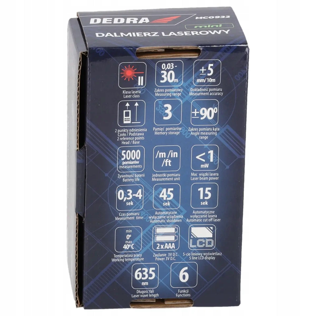 LASER RANGEFINDER 30M MINI MC0932 DEDRA Maximum number of measurements in memory 3