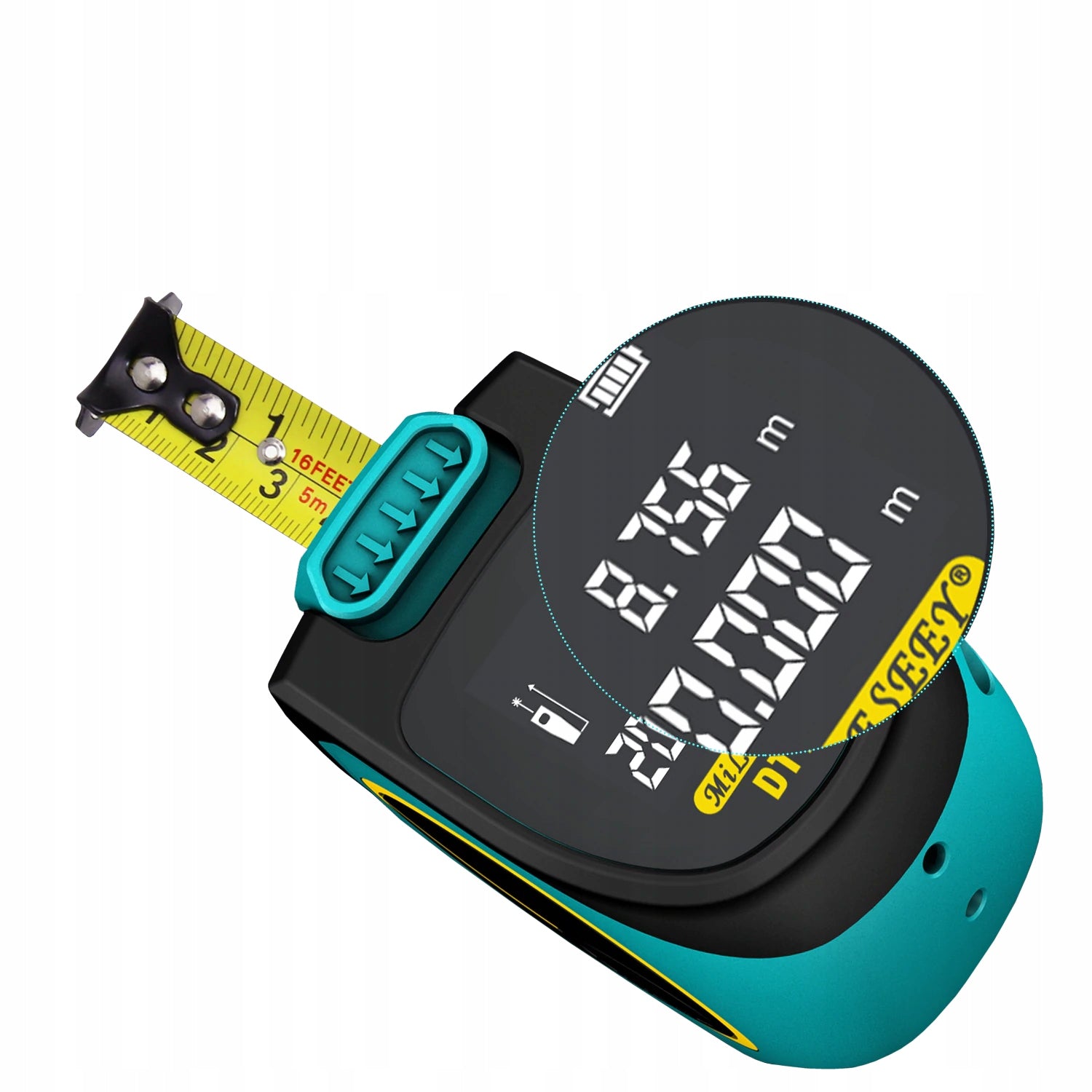 LASER RANGEFINDER 40 METERS DISTANCE METER WITH RETRACTABLE MEASURE TAPE 5m Batteries included yes