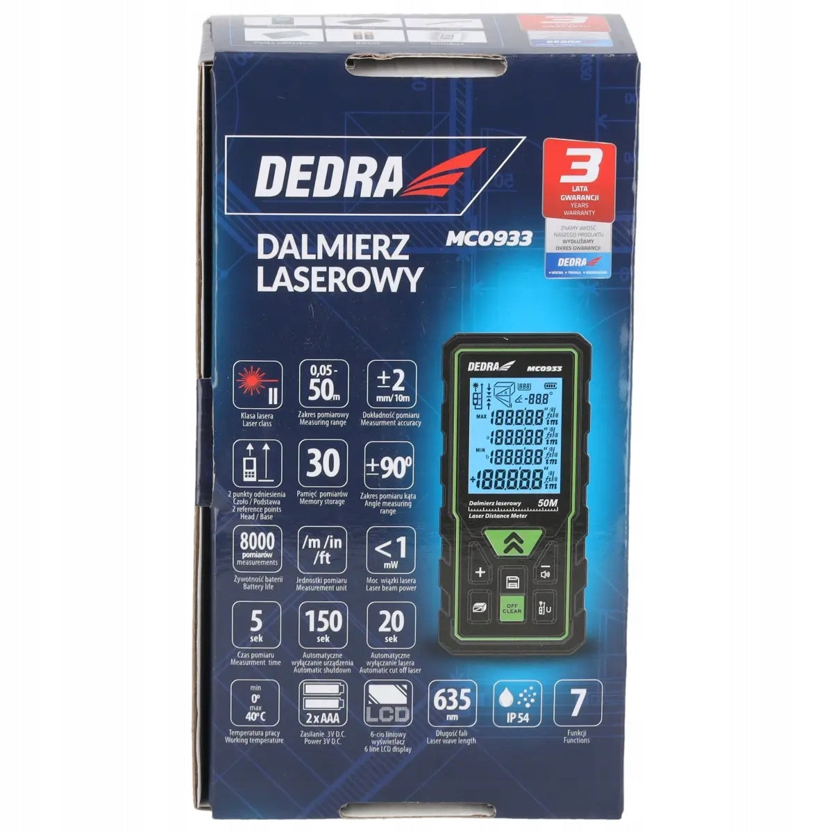 LASER RANGEFINDER 50M MC0933 DEDRA Additional information area calculation