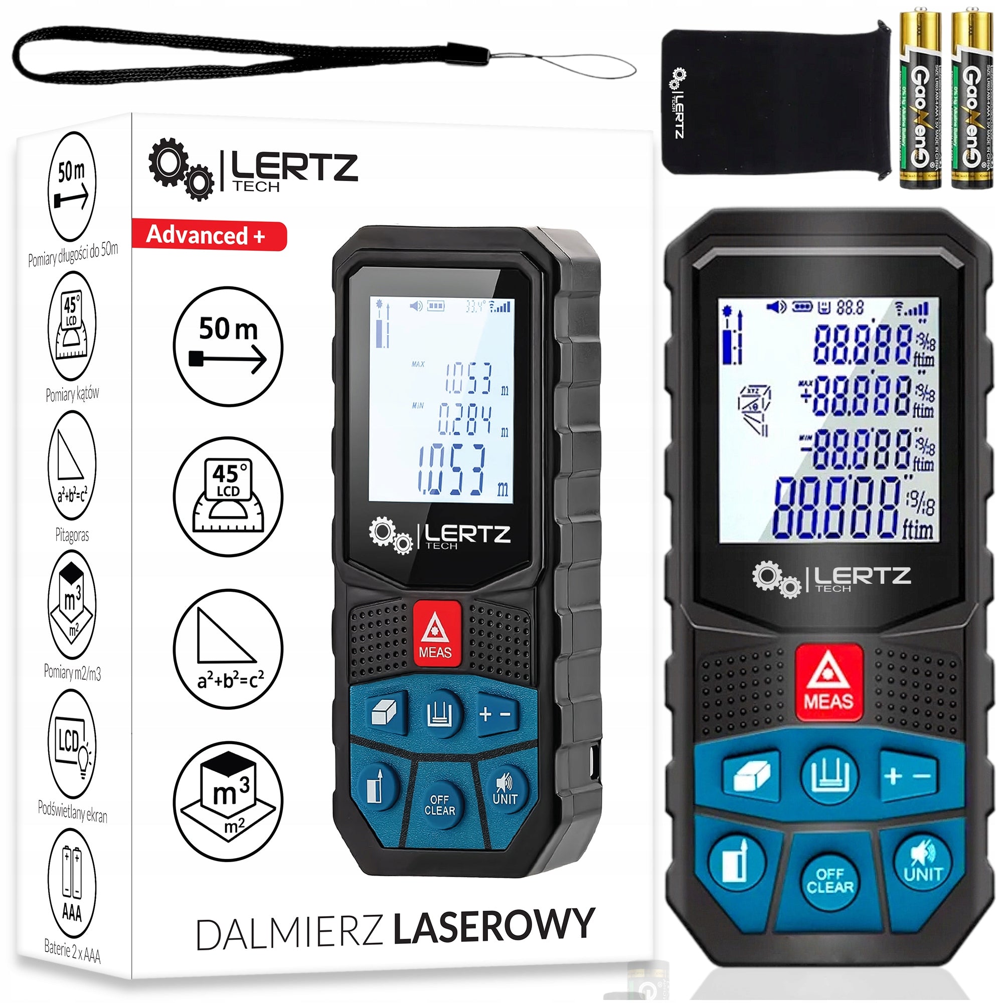 LASER RANGEFINDER >50M< PROTRACTOR DIGITAL METER LASER LEVEL MEASURING CUP