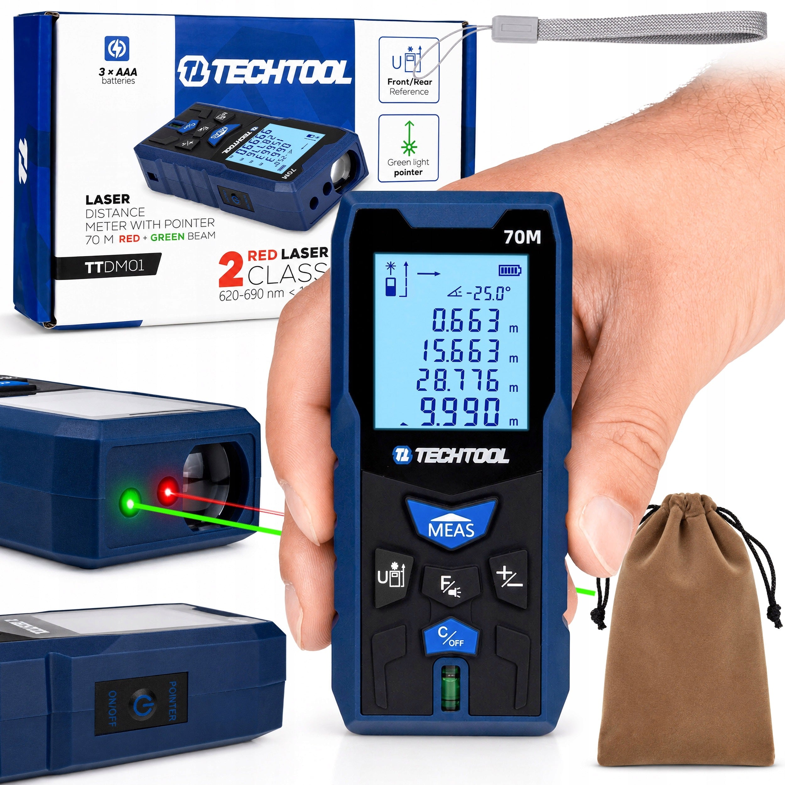 LASER RANGEFINDER >70 M< DIGITAL GREEN RED LASER ACCURATE TECHTOOL