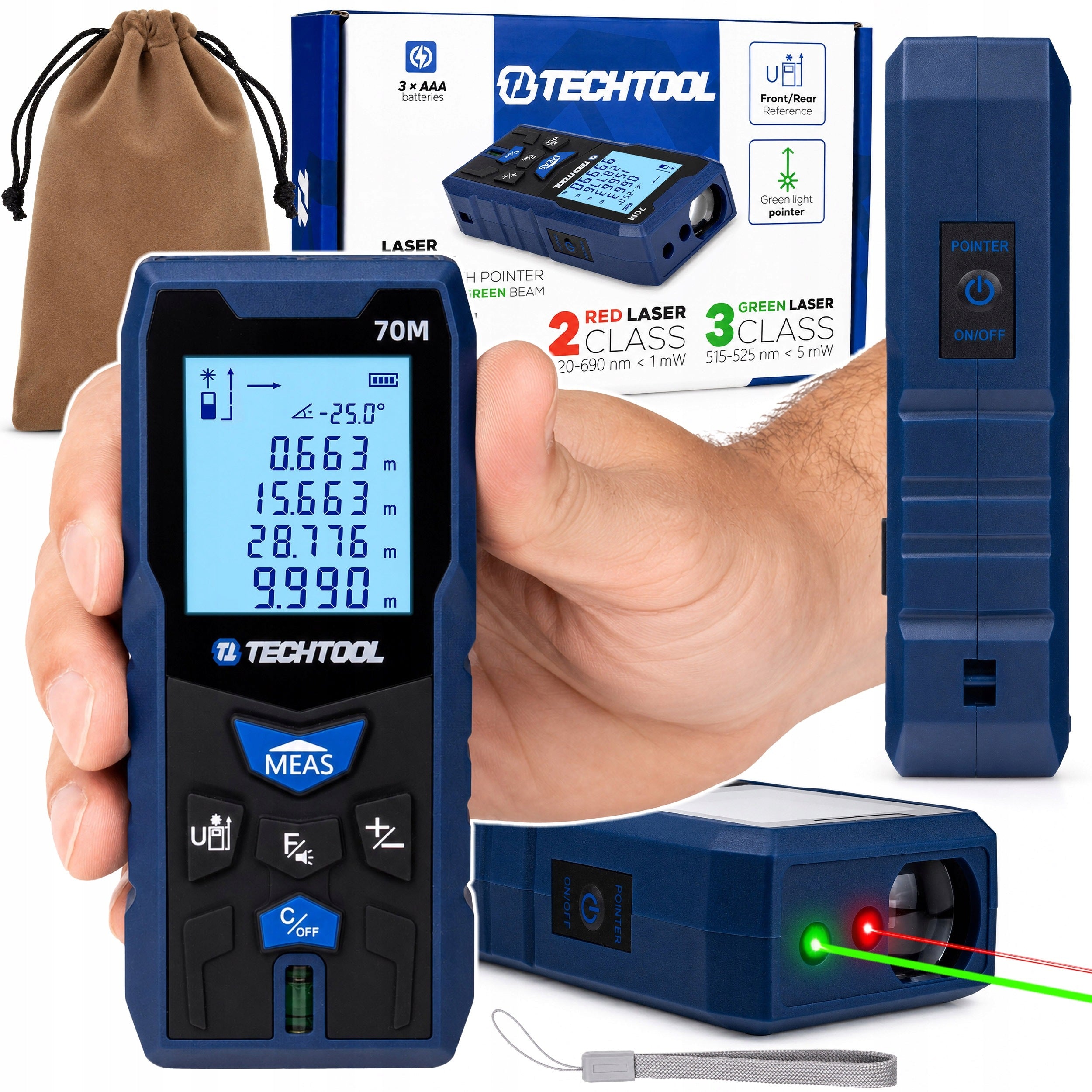 LASER RANGEFINDER >70 M< DIGITAL GREEN RED LASER ACCURATE TECHTOOL