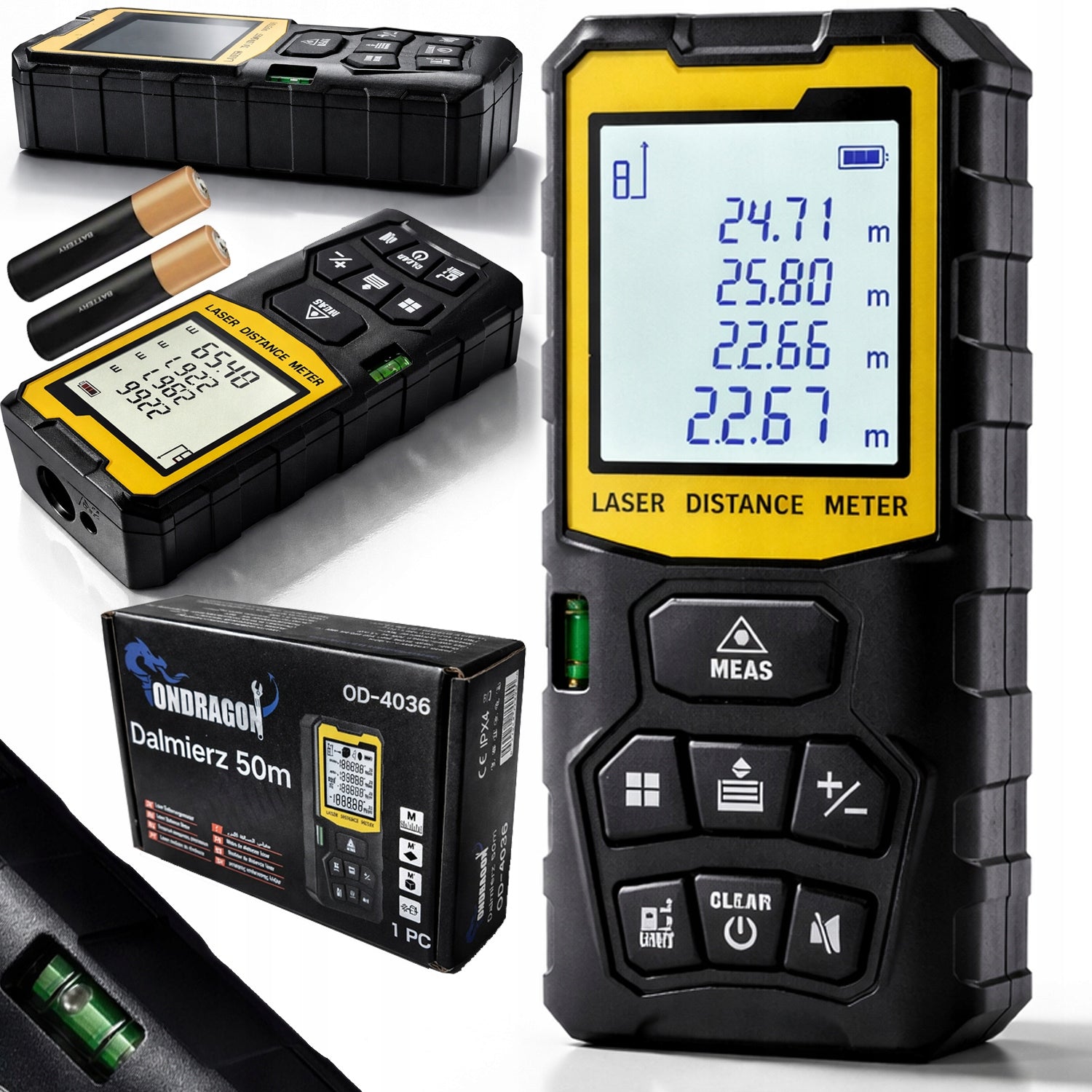 LASER RANGEFINDER DISTANCE METER DIGITAL 50M LEVEL PROTRACTOR
