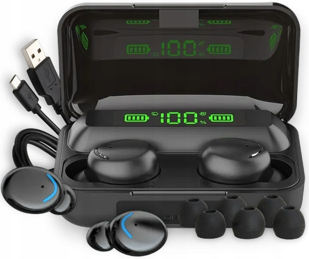 LATEST BLUETOOTH 5.1 WIRELESS HEADPHONES + POWERBANK LED DISPLAY Manufacturer code F9