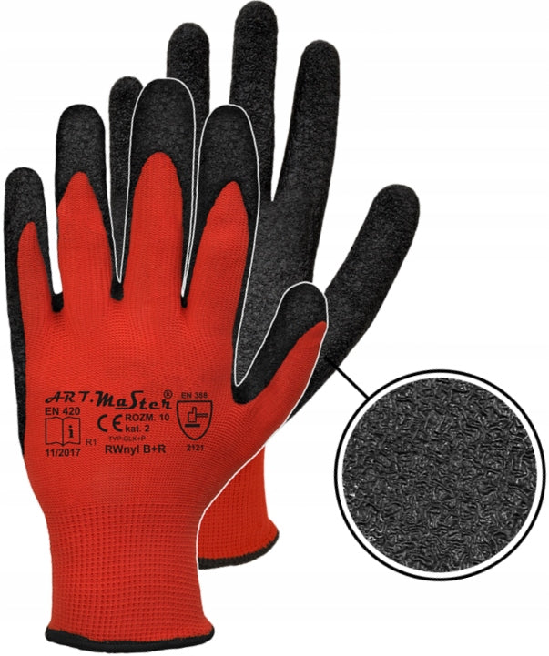 LATEX Coated Garden Work Gloves 12PAR STRONG Brand ART.MAS