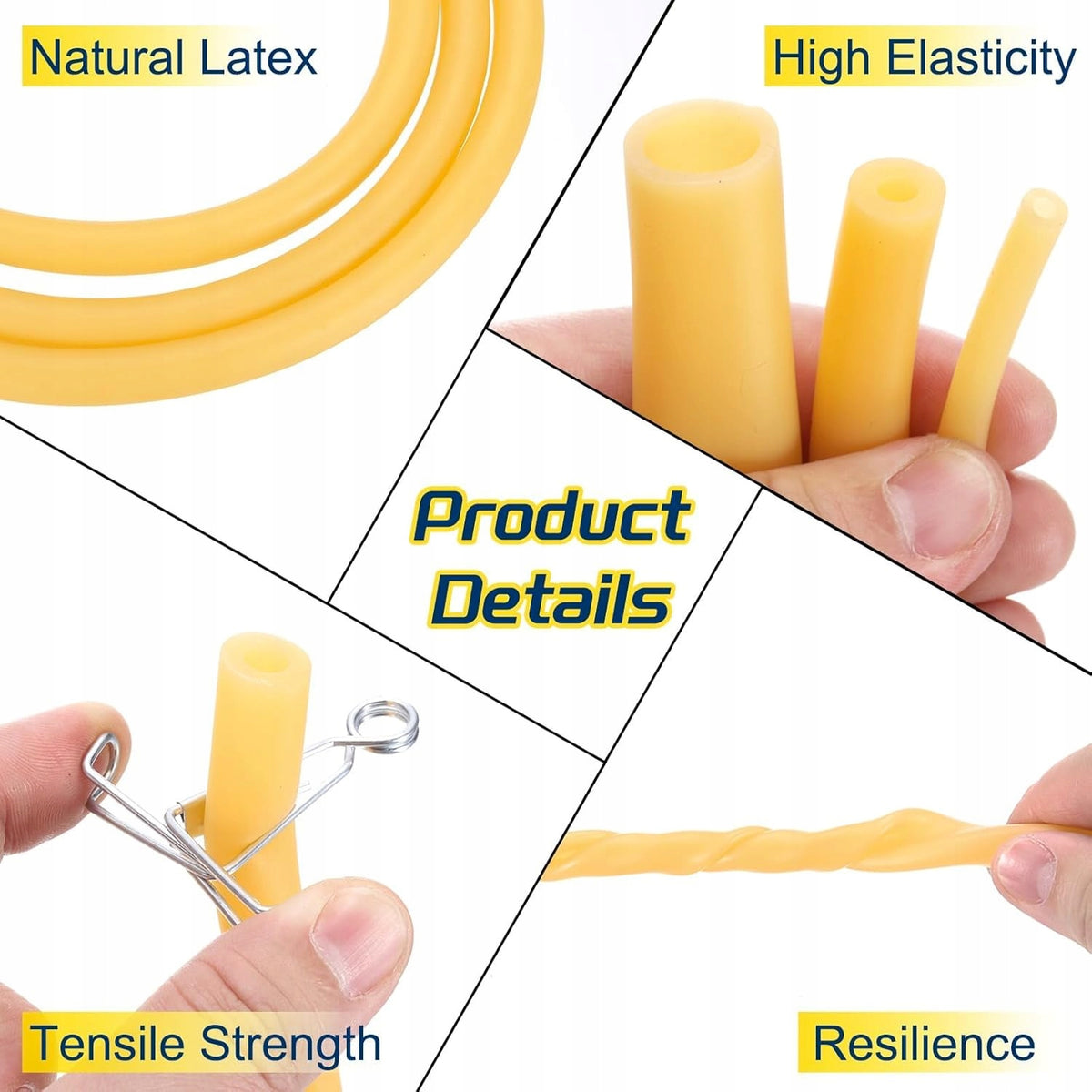 LATEX RUBBER TUBE ID 5 MM FROM 8 MM LENGTH 10 FEET YELLOW CLAMPS Brand ELONEO