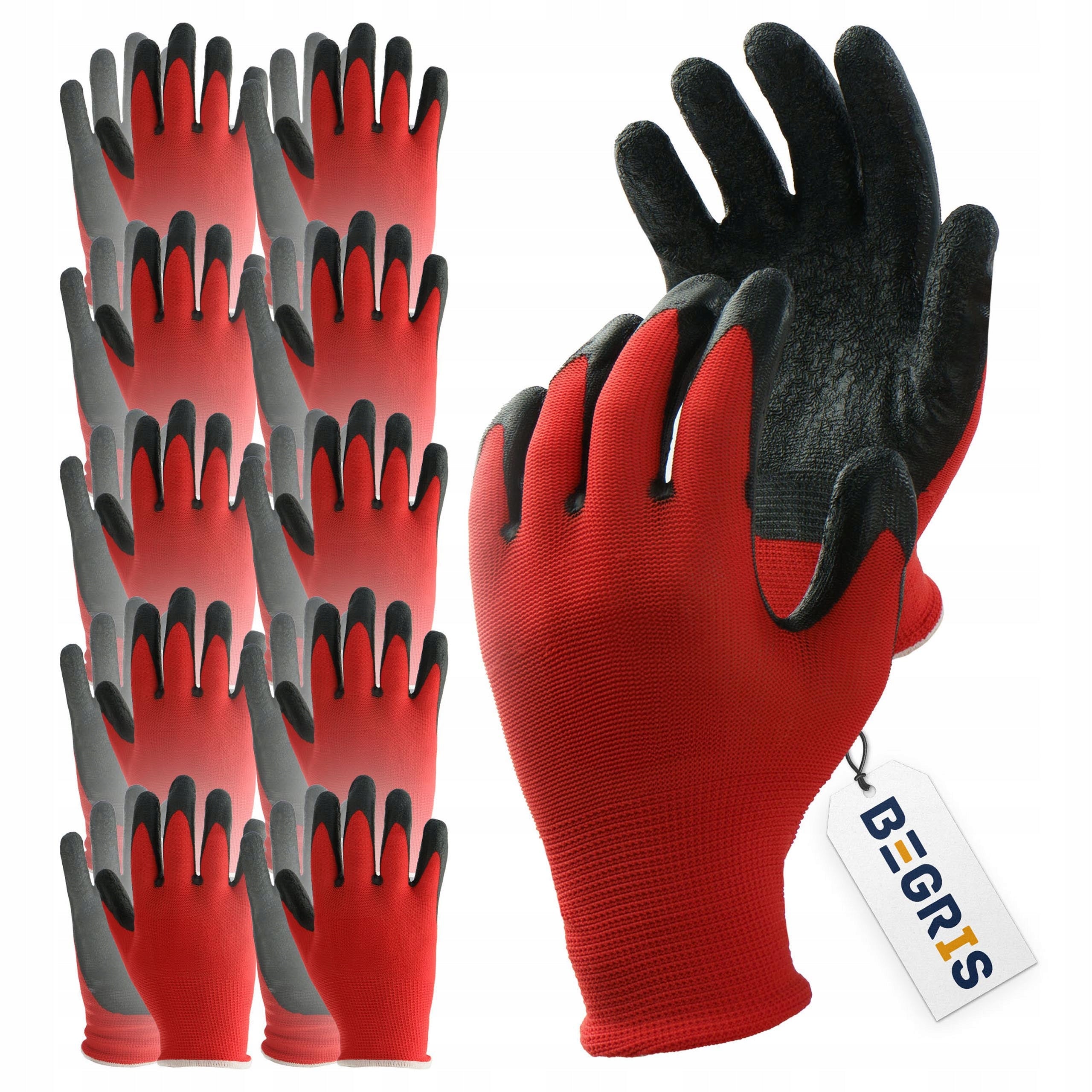 LATEX WORK GLOVES LATEX ROZ 10 PROTECTIVE GLOVES RED LATEX