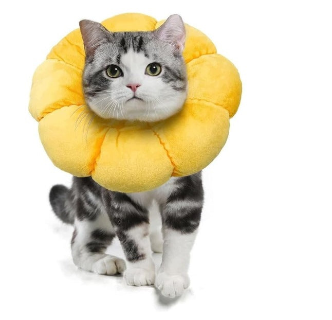 LATRAT Sunflower Collar Adjustable Protective for Cats and Dogs M