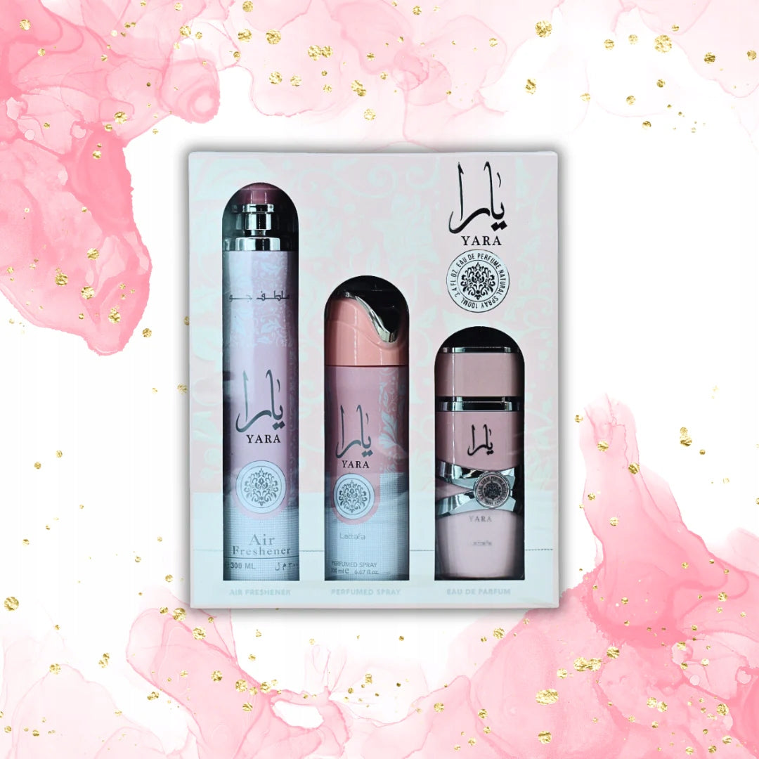 LATTAFA YARA GIFTSET EDP 100ML +DEODORANT 200ML + AIR FRESHENER 300ML Brand Lattafa