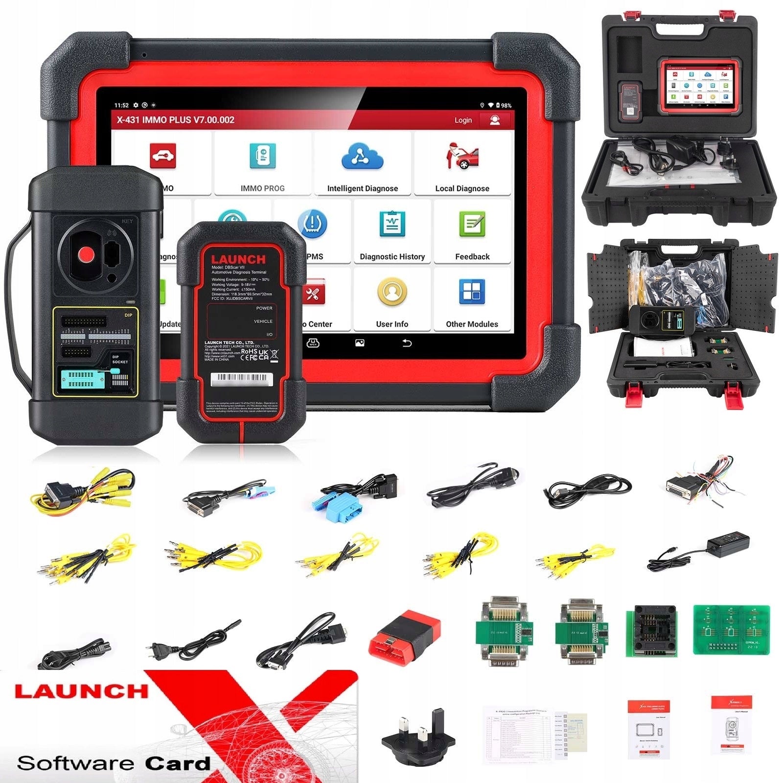 LAUNCH X431 IMMO PLUS 8 inch CanFD DoiP XPROG + CABLES 2025 NEW MODEL