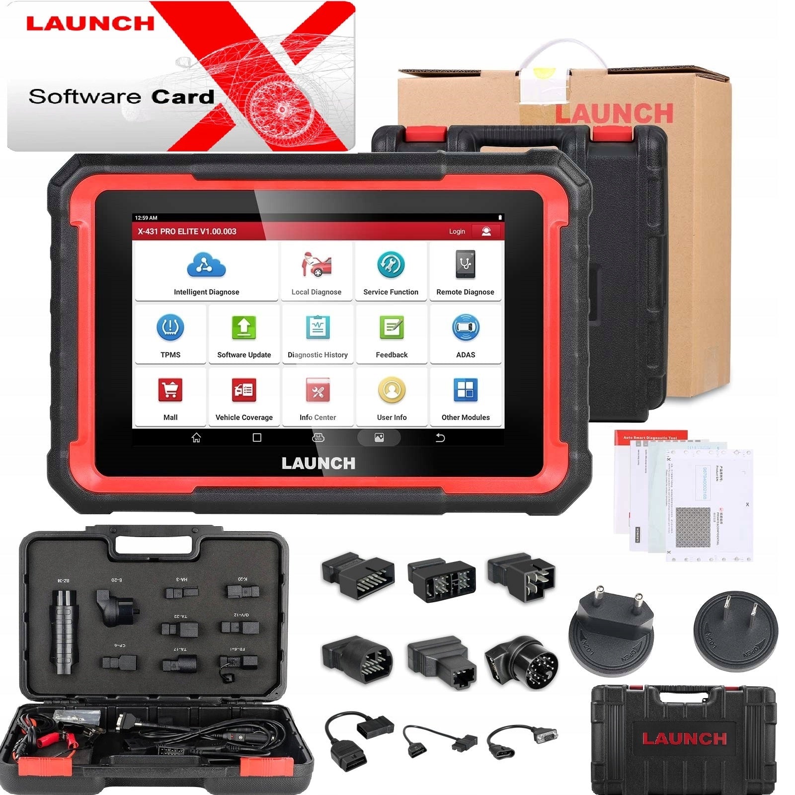 LAUNCH X431 Pro Elite KIT screen 8 inches + cable set + DoIP 2026 Polish