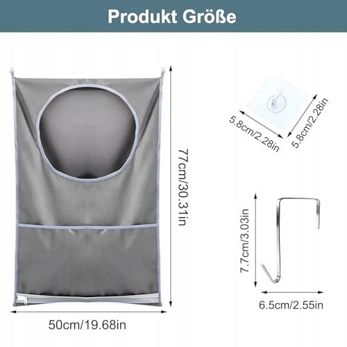 LAUNDRY BAG HANGING BASKET 50X77 CM HOOKS FOR HANGING steel Manufacturer code Bez marki