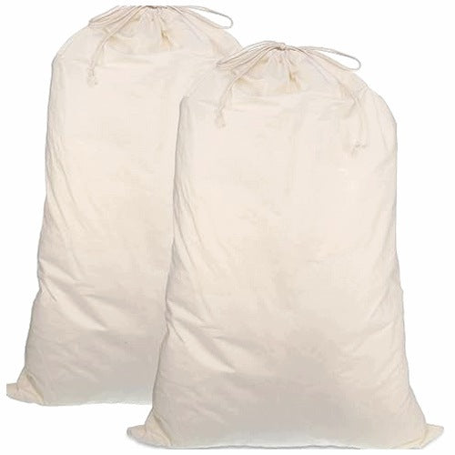 LAUNDRY BAGS COTTON BEIGE FOLDING WITH DRAWSTRING 50X70 CM 2 PCS