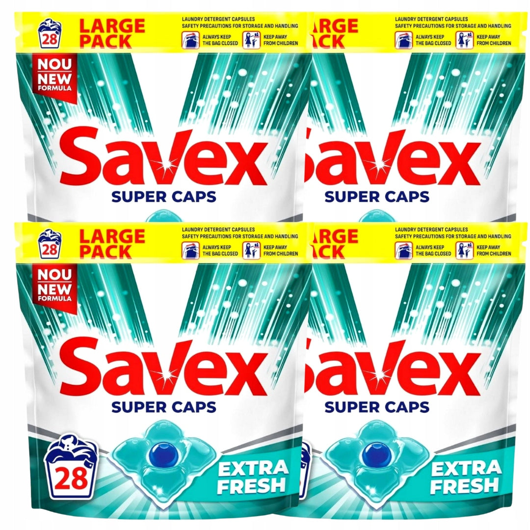 LAUNDRY CAPSULES SET Savex Fresh For White 112 Washes 4x28pcs