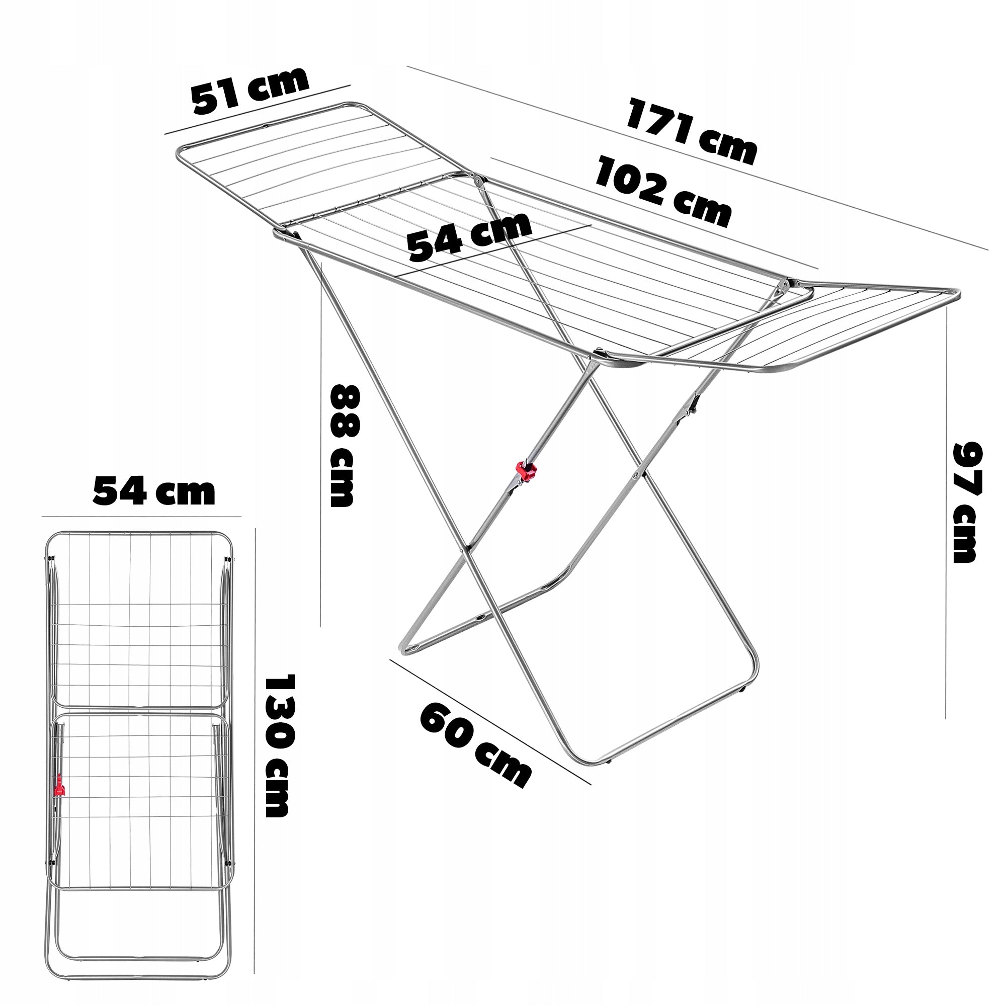 LAUNDRY DRYER 18m CLOTHES STANDING FOR CLOTHES LARGE BALCONY FOLDING Manufacturer code K7910