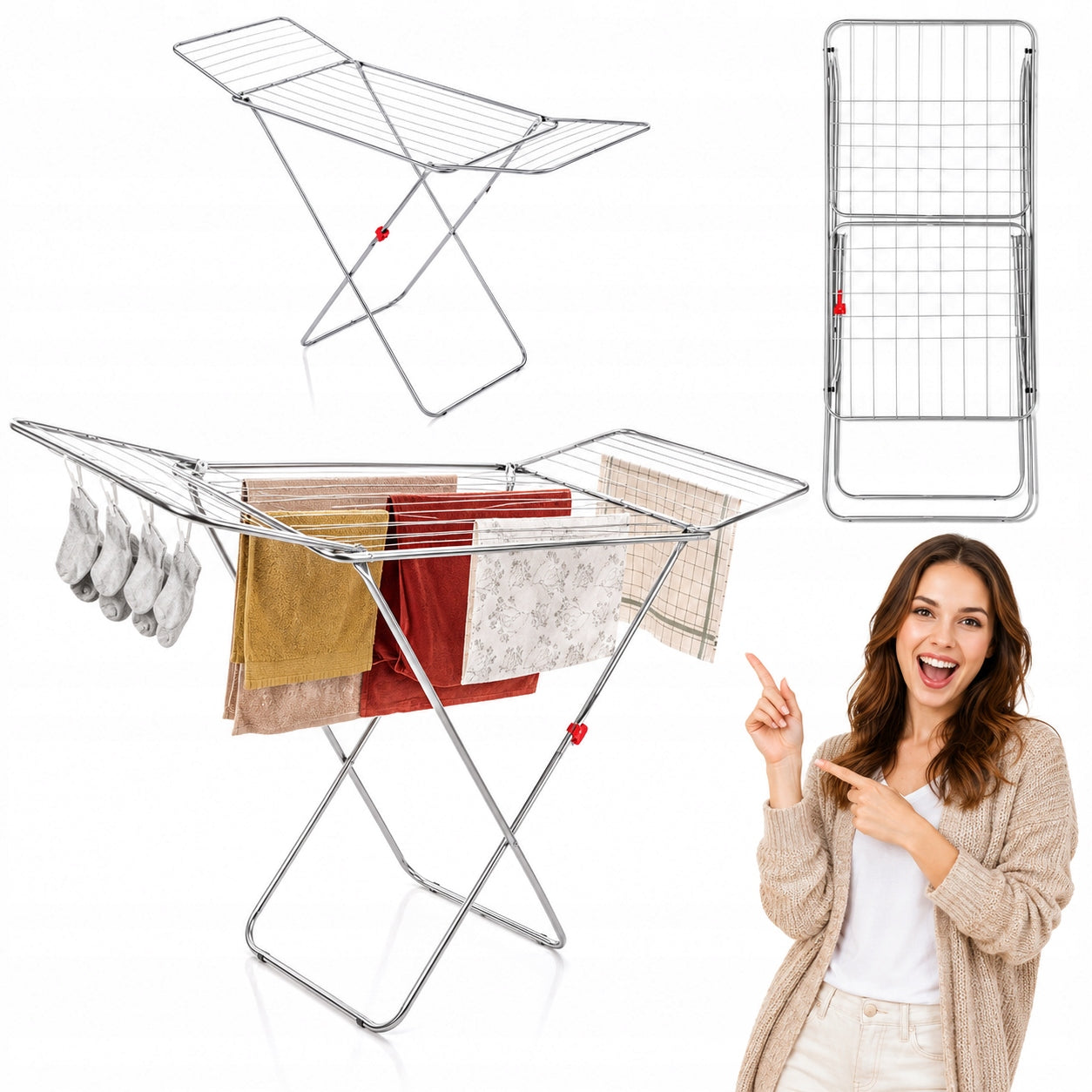 LAUNDRY DRYER 18m CLOTHES STANDING FOR CLOTHES LARGE BALCONY FOLDING