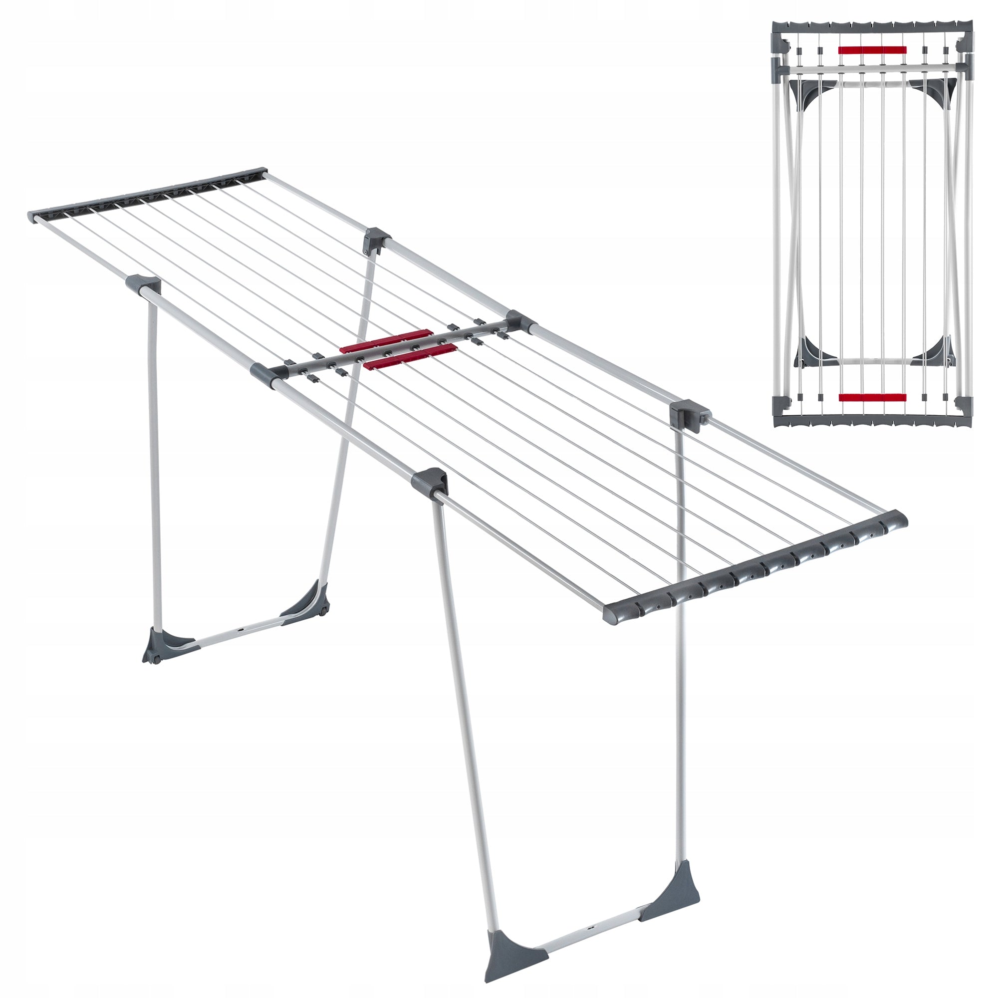 LAUNDRY DRYER 20m CLOTHES UNDERWEAR STANDING LARGE XXL STRONG STEEL Unfolded width 196 cm