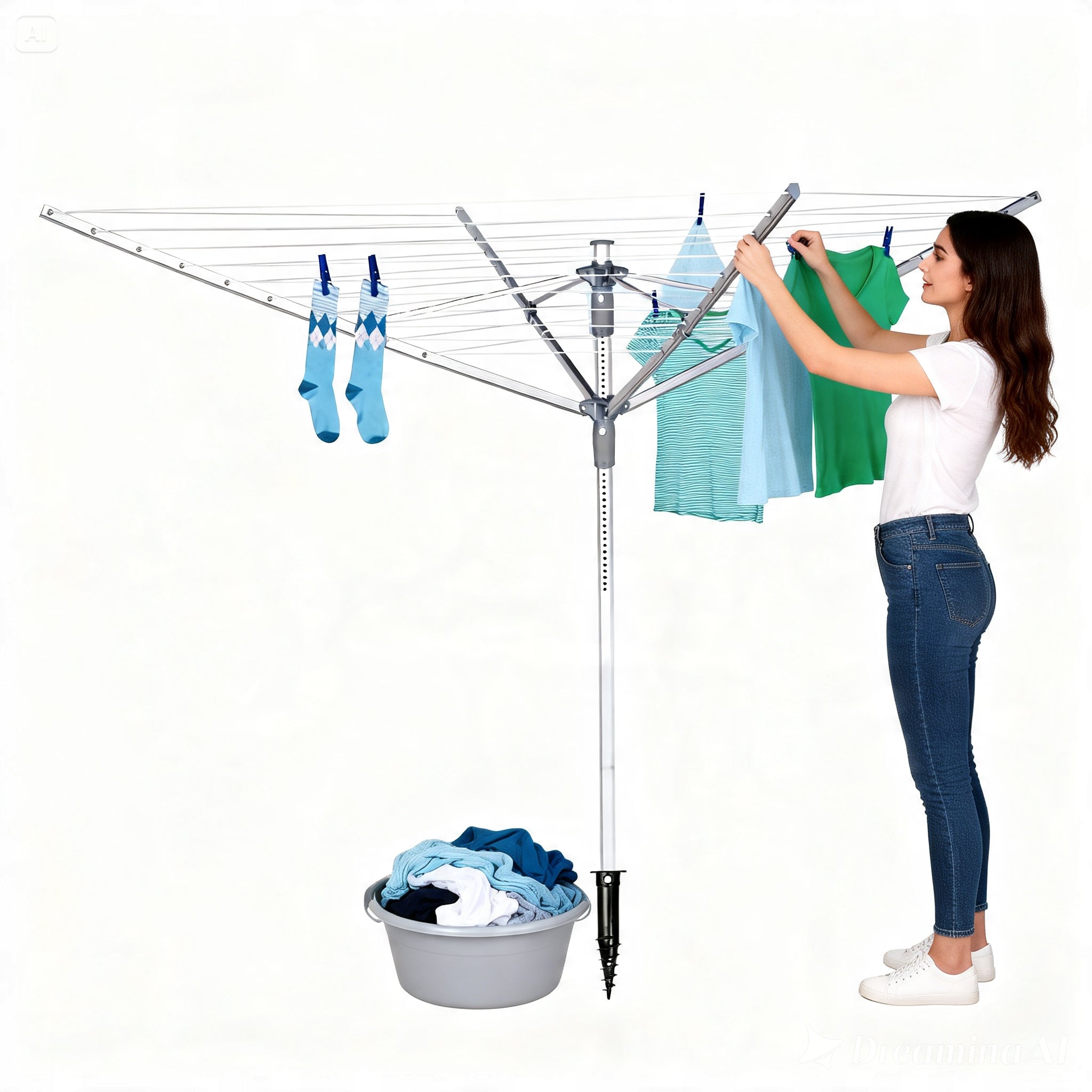 LAUNDRY DRYER GARDEN UNDERWEAR ROTARY 360 DRIVEN INTO CLOTHES Brand Springos