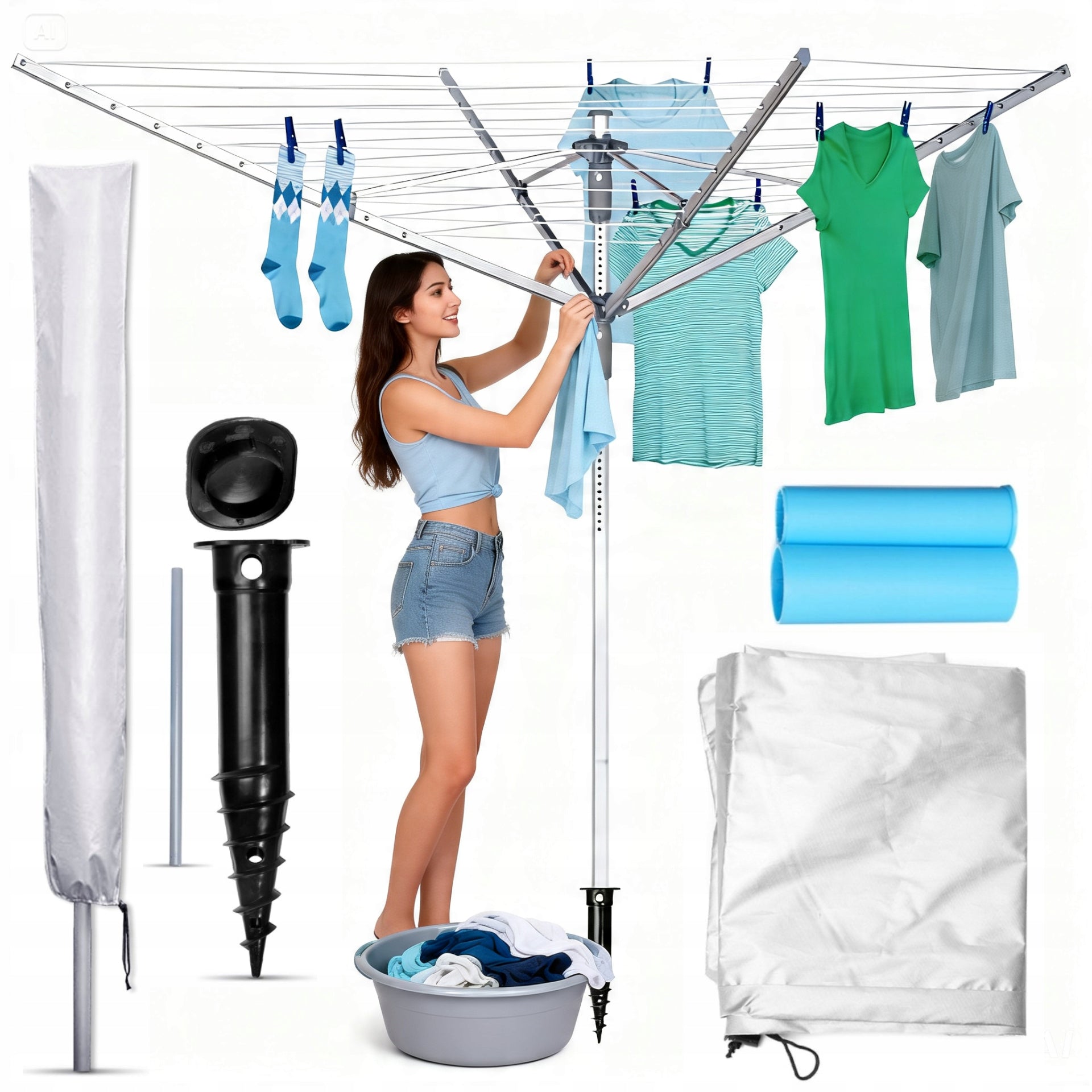 LAUNDRY DRYER GARDEN UNDERWEAR ROTARY 360 DRIVEN INTO CLOTHES