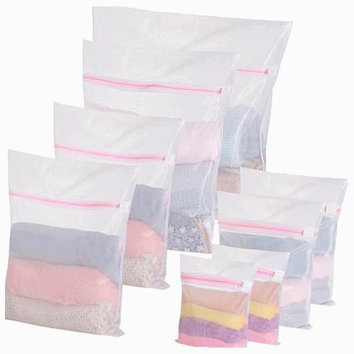LAUNDRY NETS 8 PIECES ZIPPER REUSABLE FABRIC