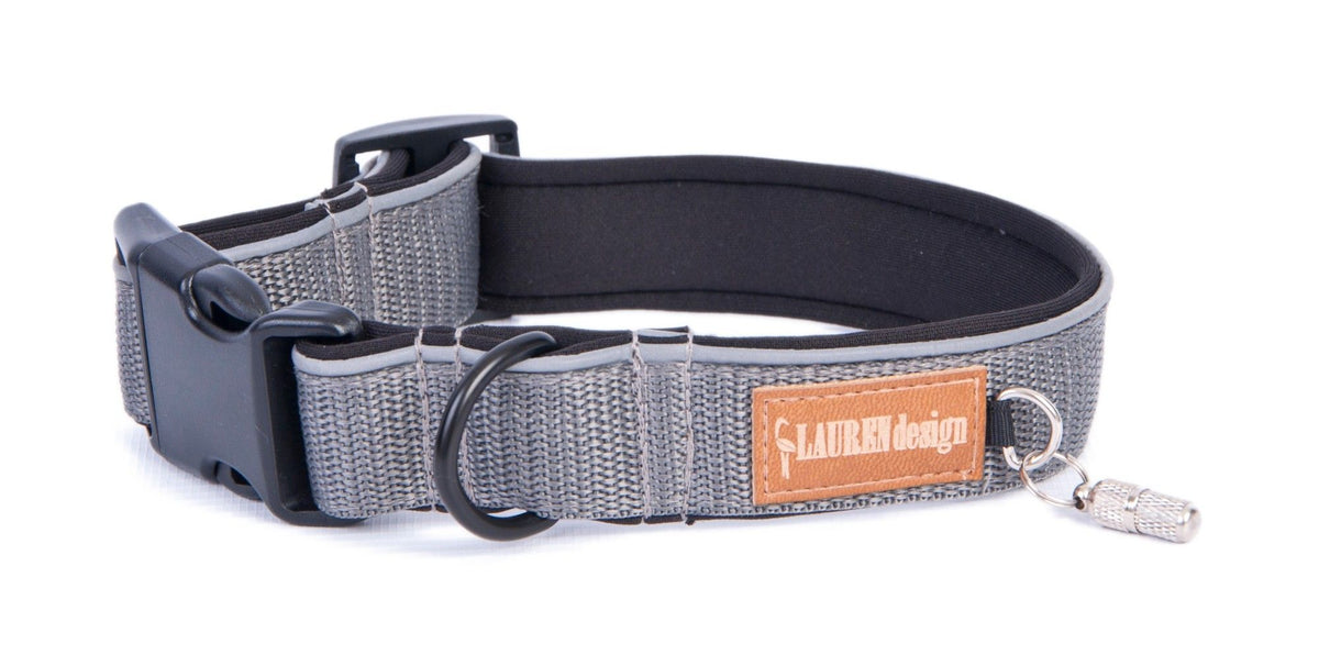 LAUREN design CLASSIC S Dog Collar with Buckle Grey