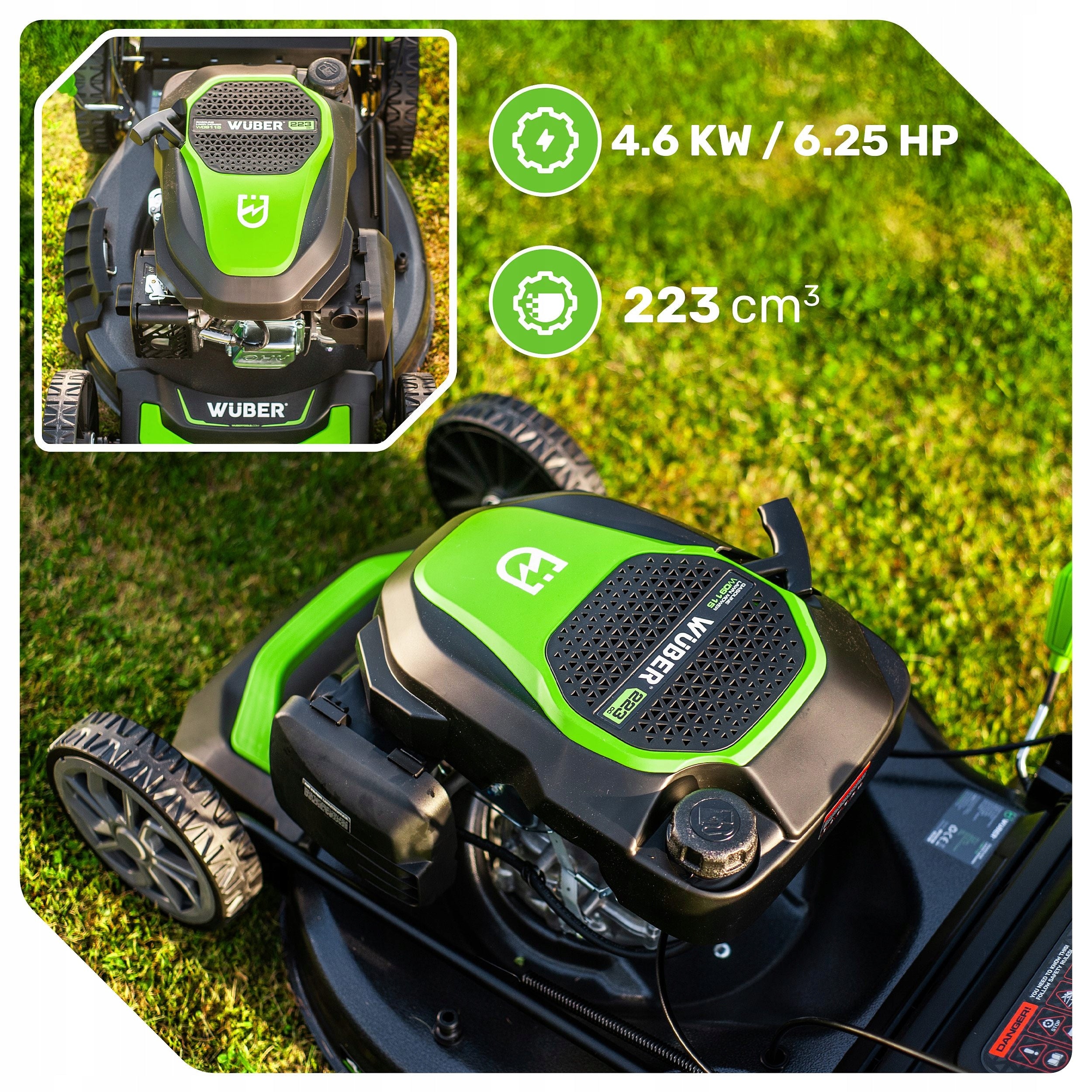 LAWN MOWER WITH DRIVE STRONG 6,25KM START ON BUTTON 53CM Manufacturer code W09115 KOSIARKA SPALINOWA DO TRAWY 53CM MOCNA