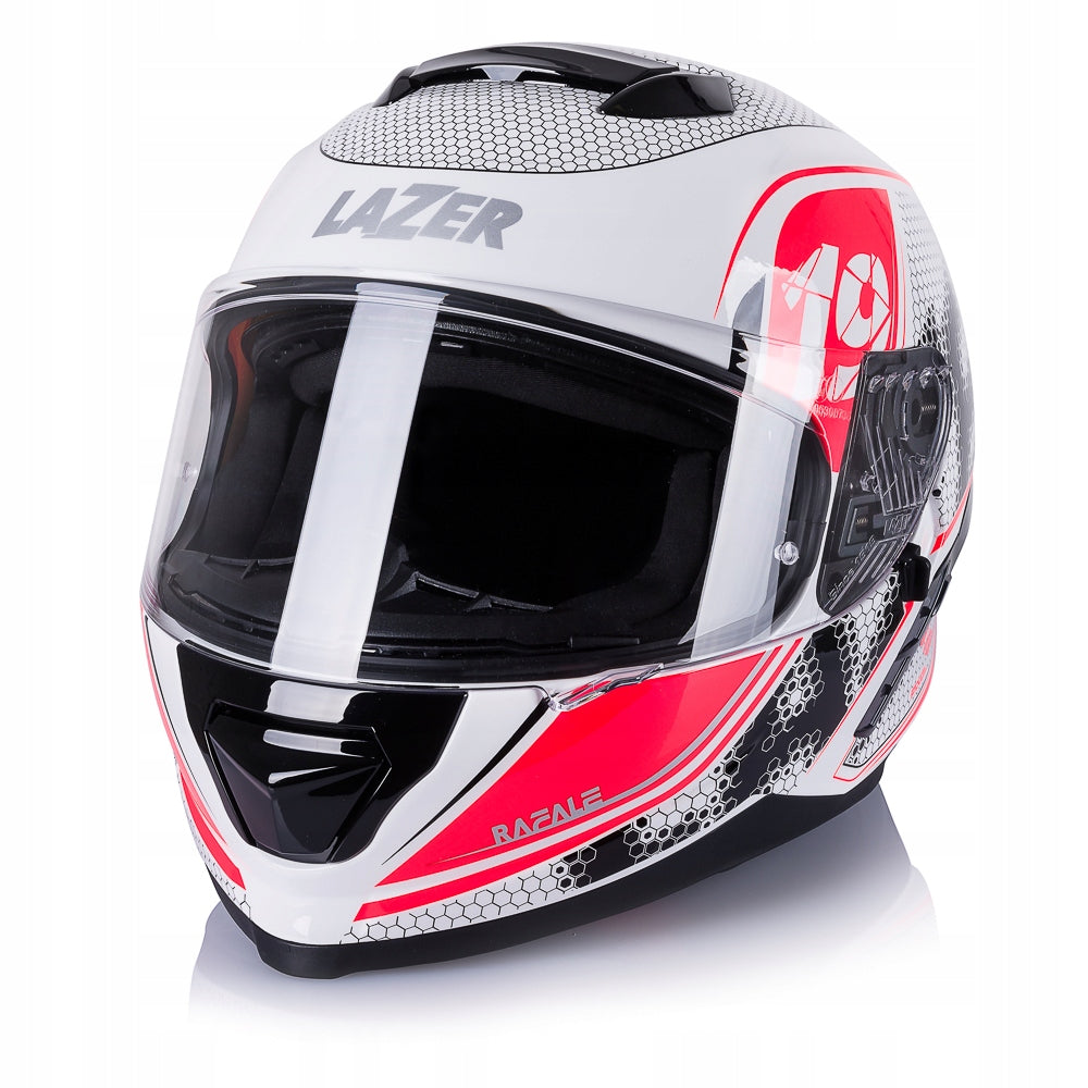 LAZER RAFALE SR Pixel Motorcycle Helmet (col. White - Black - Red) M Manufacturer's catalog number RAFALE.SR.PIXEL.M