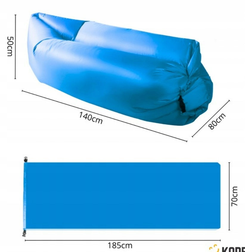 LAZY BAG Inflatable Sofa Deckchair MATTRESS Beach Cushion Chair Inflatable Manufacturer code Pufa dmuchana niebieska