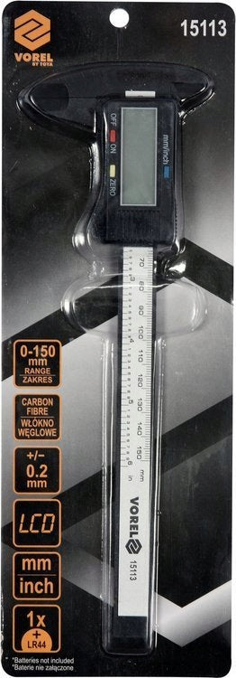 LCD ELECTRONIC CALIPER 150mm 15cm CARBON FIBER VOREL Manufacturer code 15113