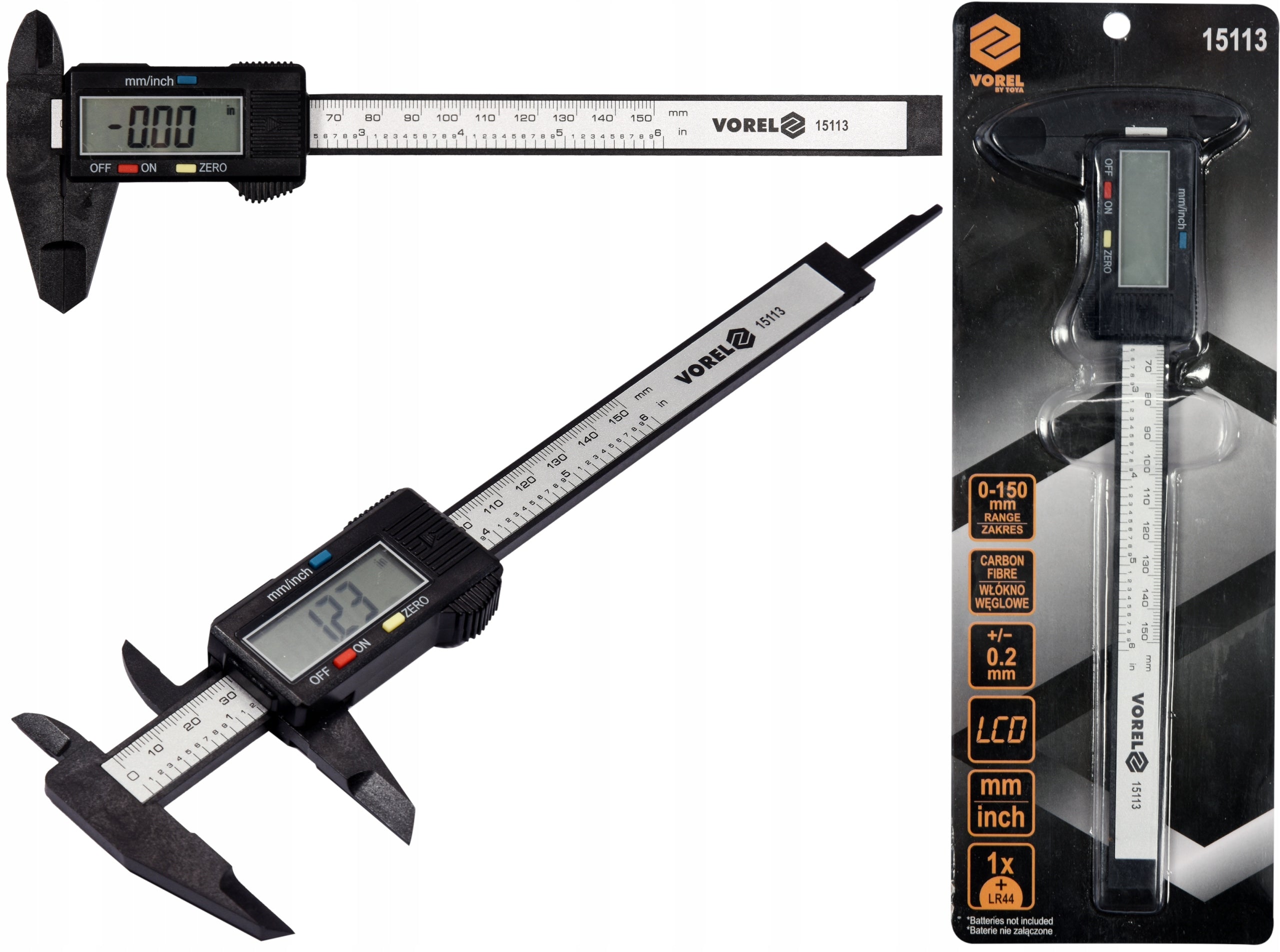 LCD ELECTRONIC CALIPER 150mm 15cm CARBON FIBER VOREL