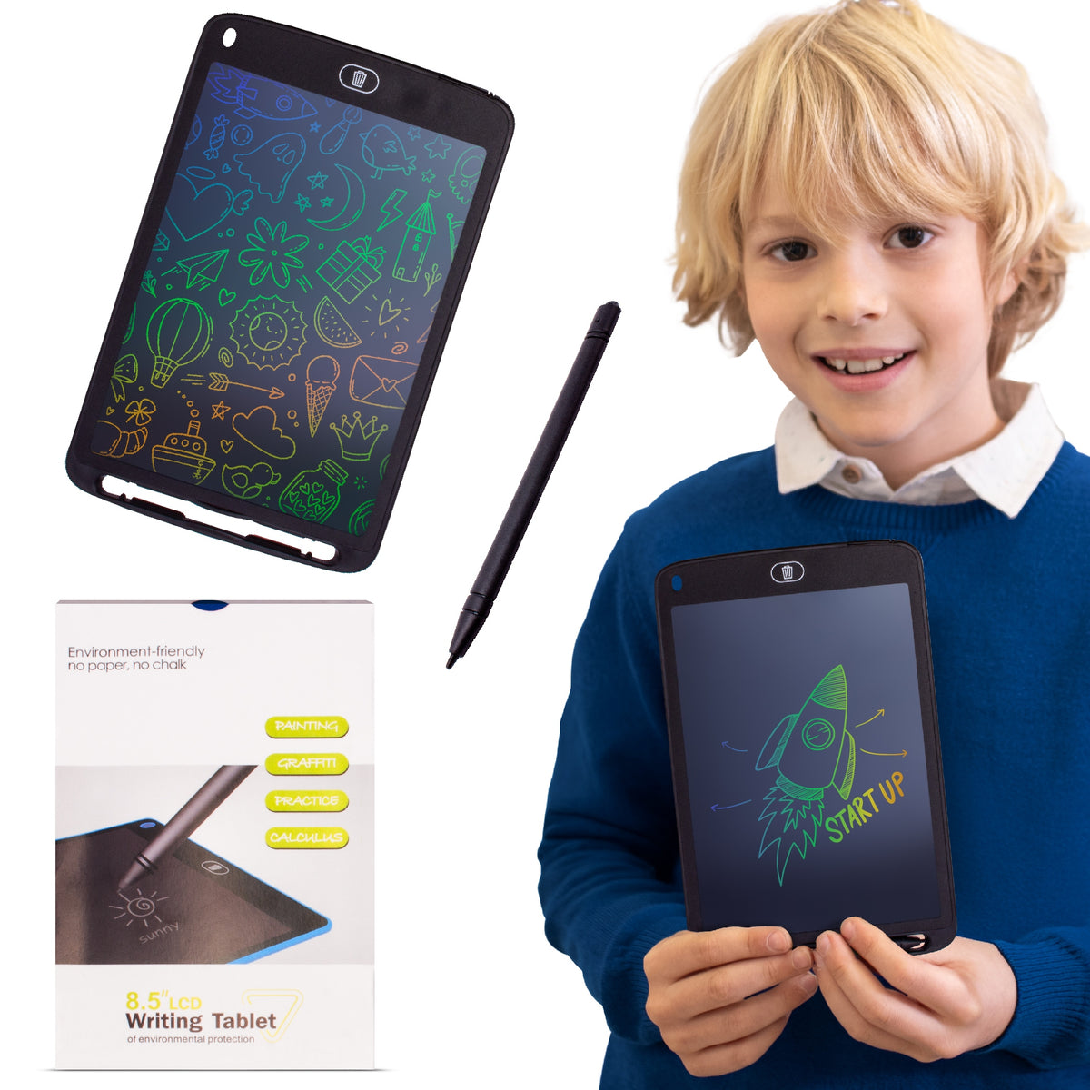 LCD Graphic Drawing Tablet for Kids Znikopis Notebook 10" Sun Baby
