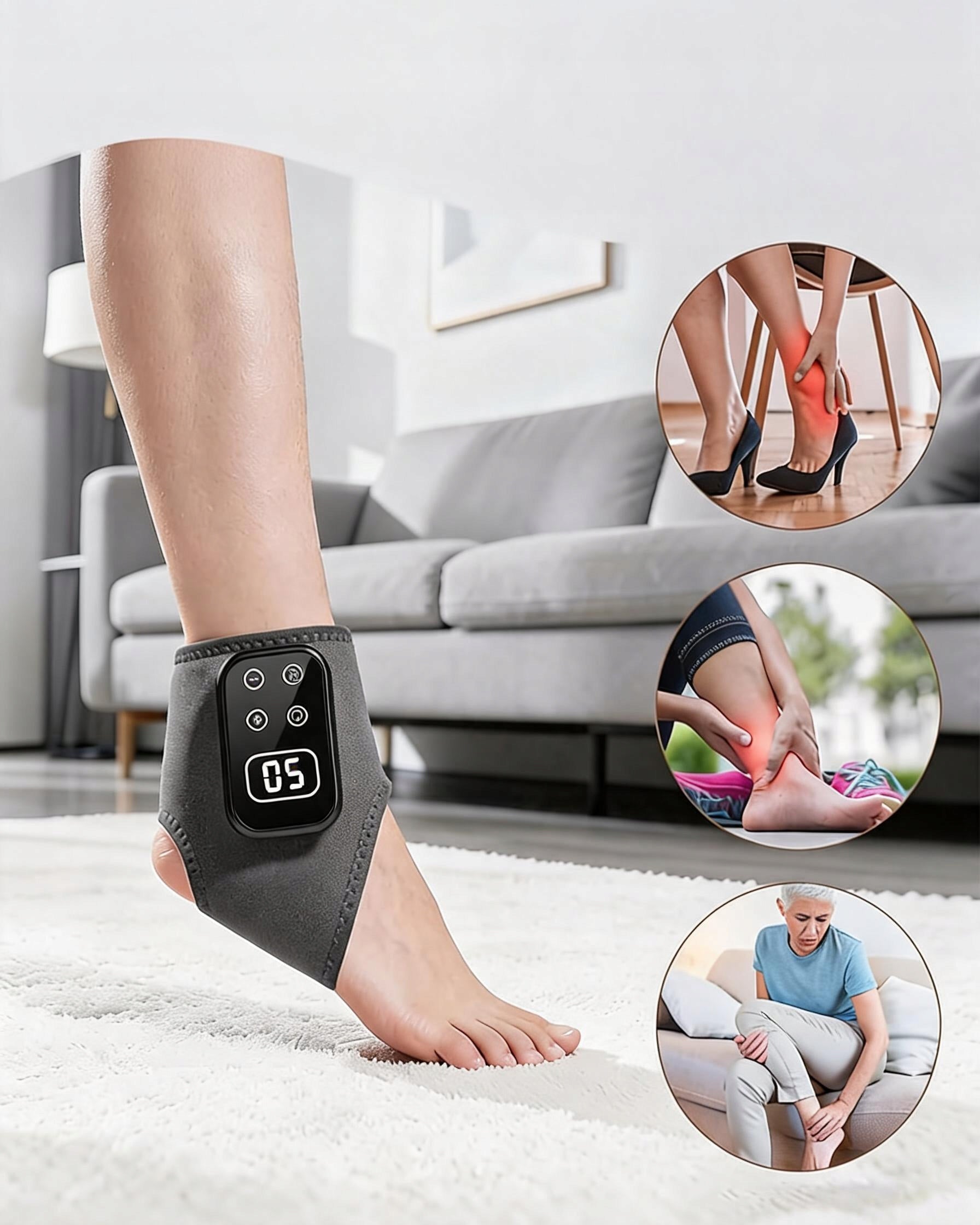 LCD VIBRATION MASSAGER FOR FEET AND ANKLES WITH HEATING PAIN REHABILITATION 5 modes Manufacturer code E0049G