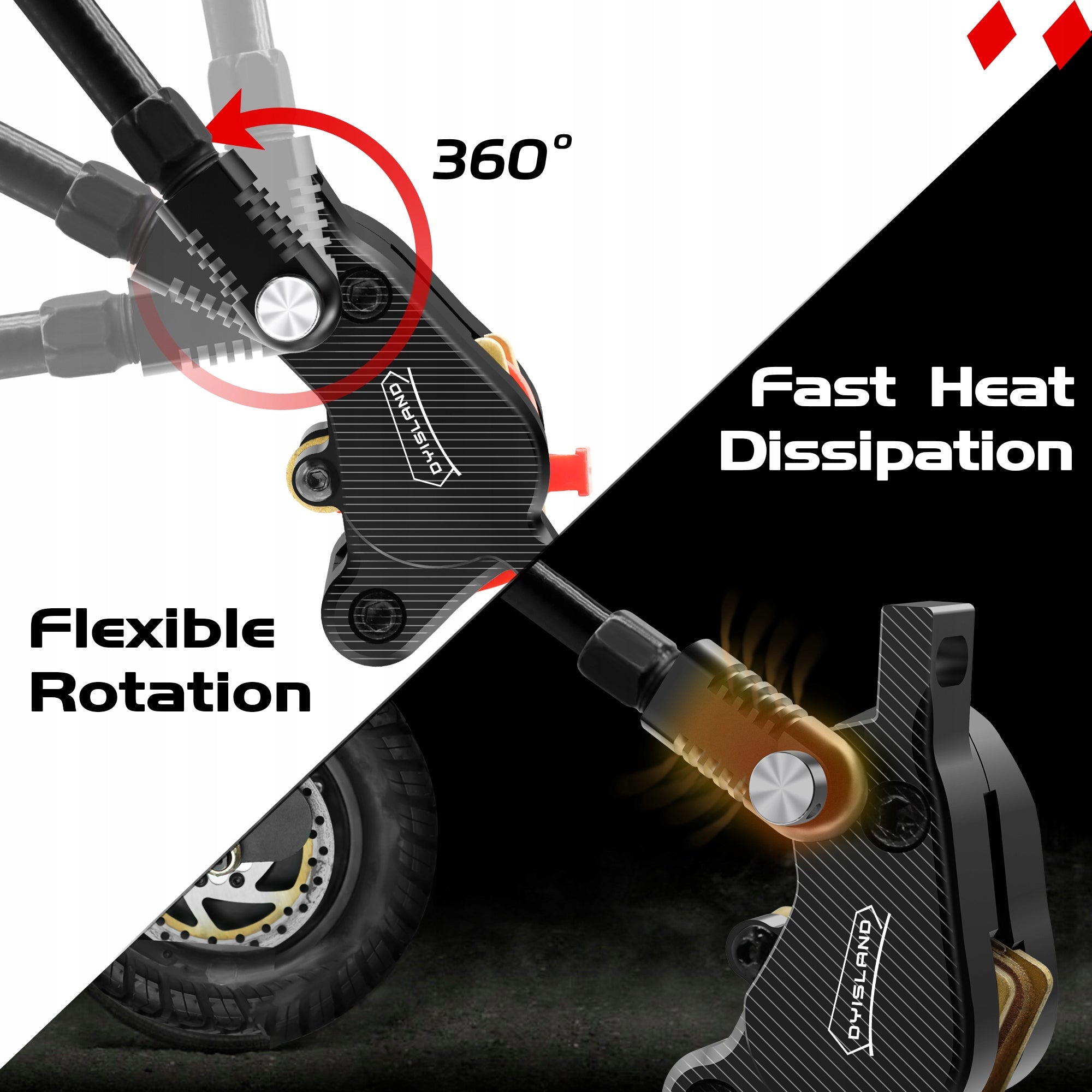 LD210-RR Electric Scooter Hydraulic Disc Brake with 2-Pin waterproof cable Manufacturer code LD-210-RR