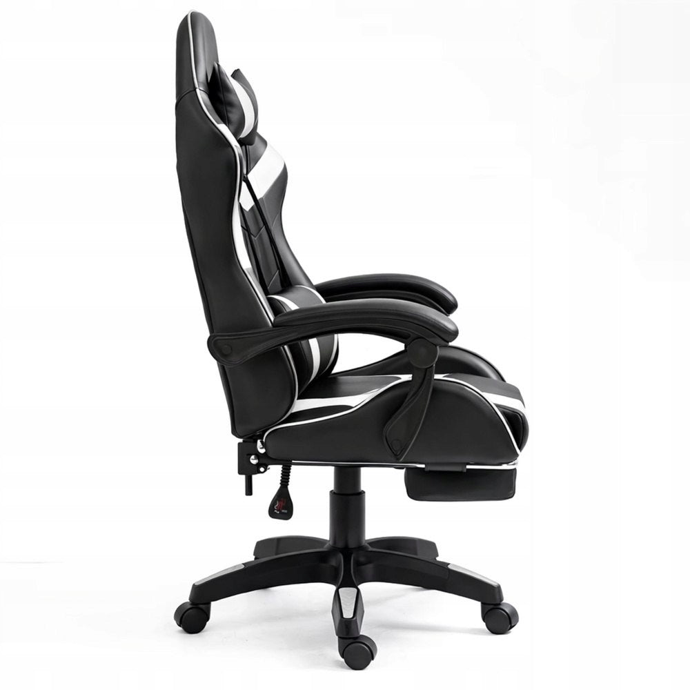 LEAN Gaming Chair Swivel Office Chair with Footrest Cushion Black and White Manufacturer code 30553