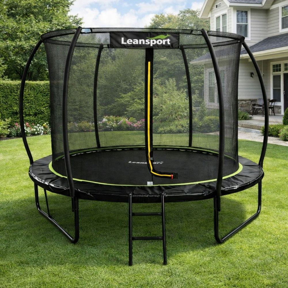 LEAN Garden Trampoline With Indoor Mesh Black and Green 305CM 10FT Kind with net